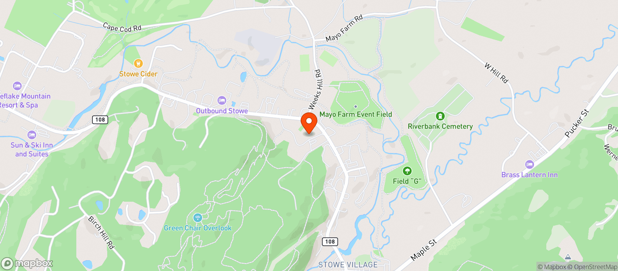 Map showing Cady Hill Lodge
