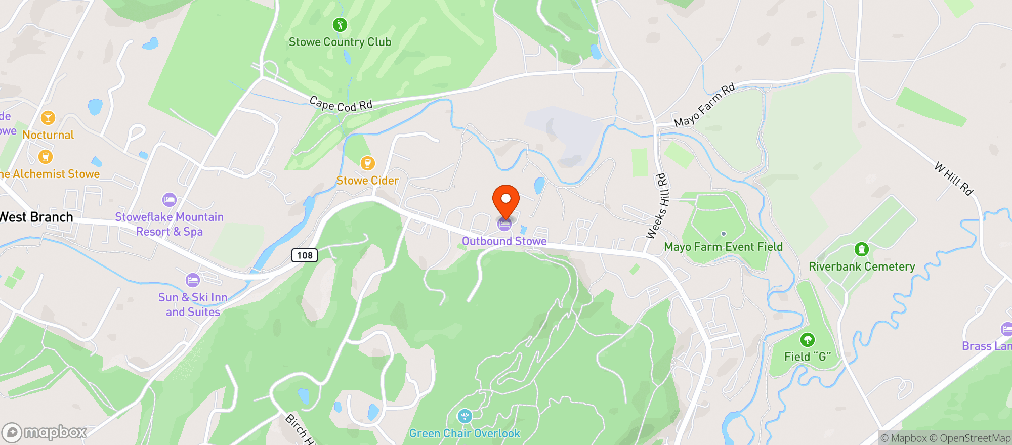 Map showing Outbound Stowe