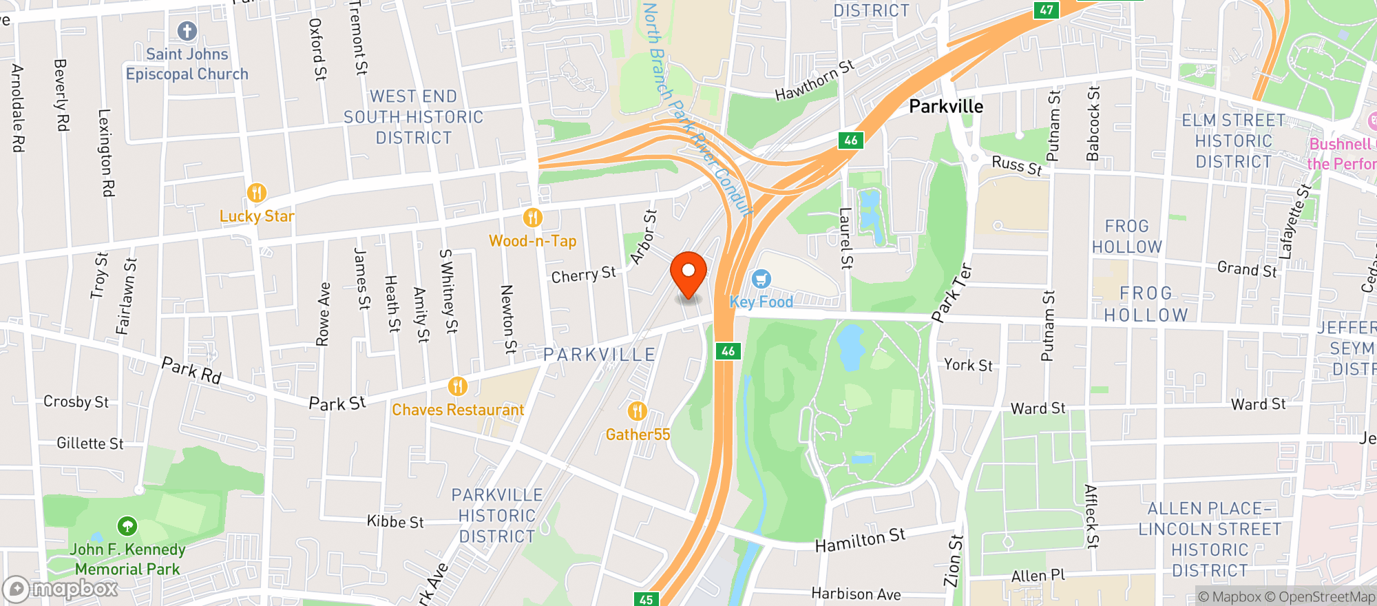 Map showing Parkville Market Bar
