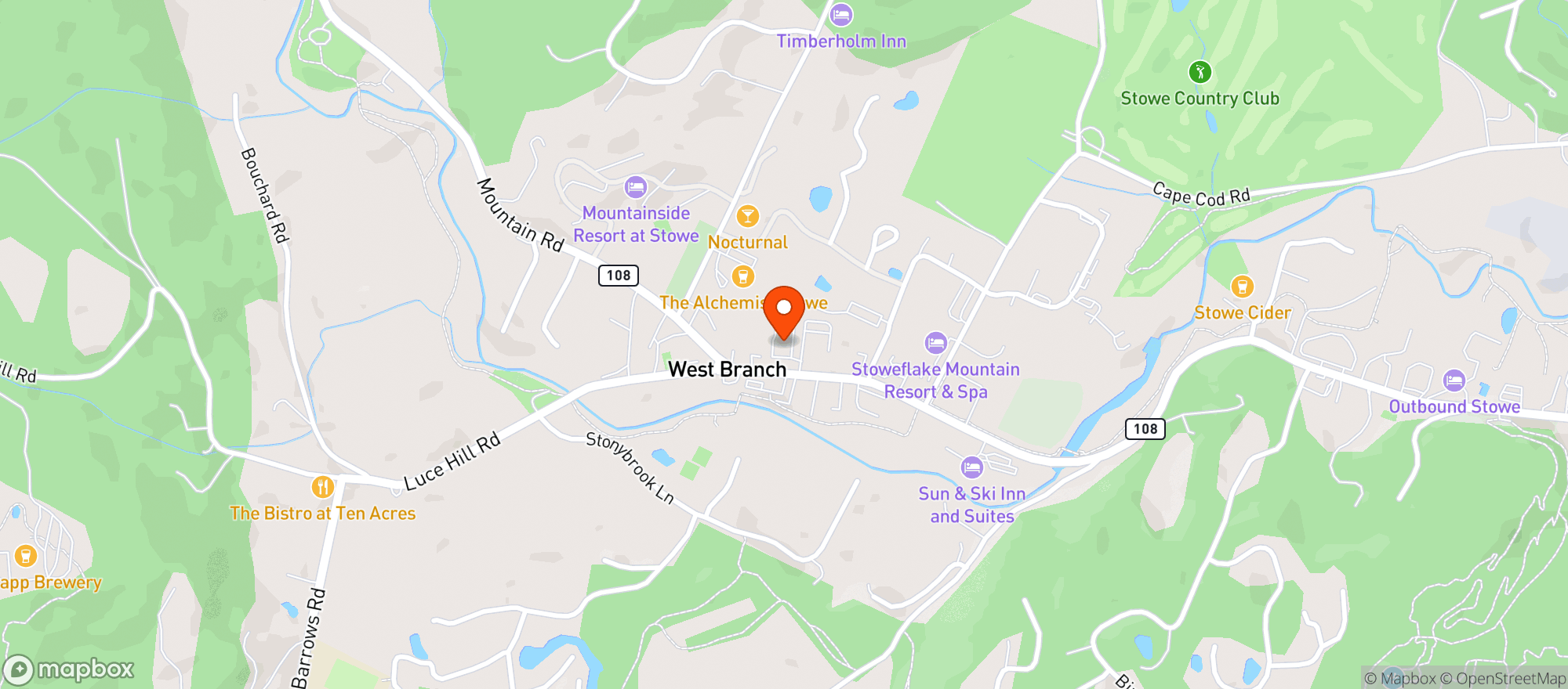 Map showing Stowe Beverage