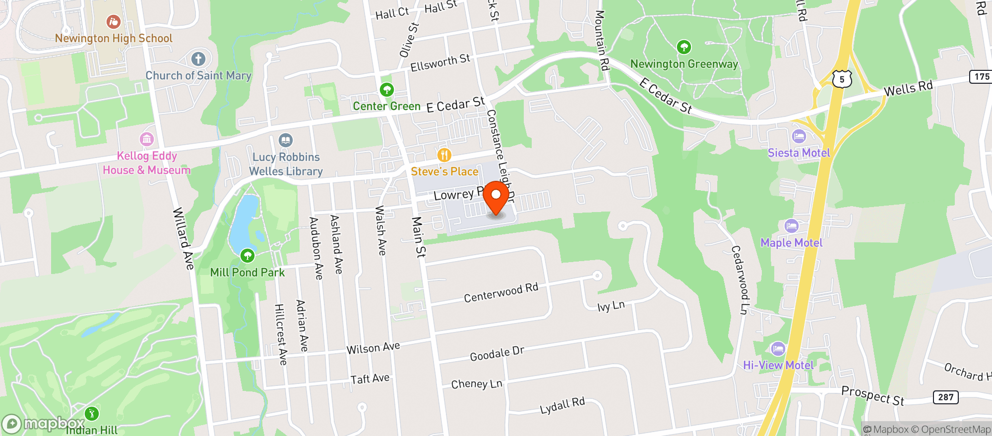 Map showing Newington Liquor Shop