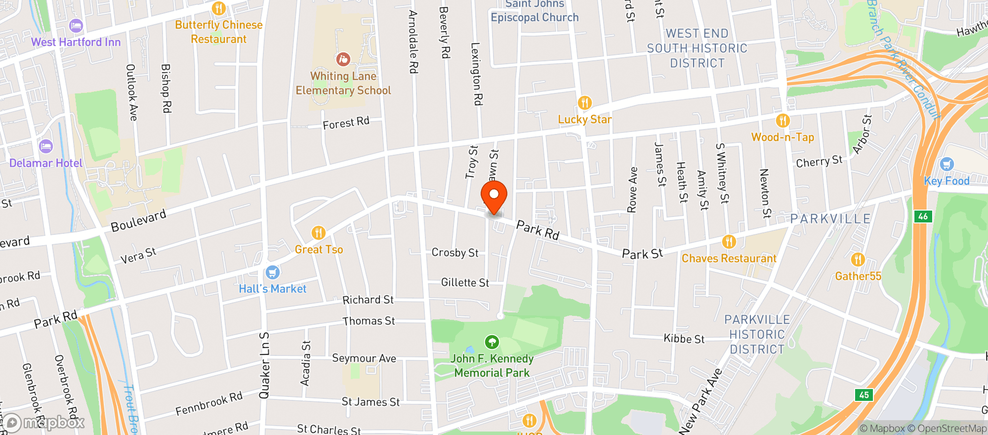 Map showing Fairlawn Package Store
