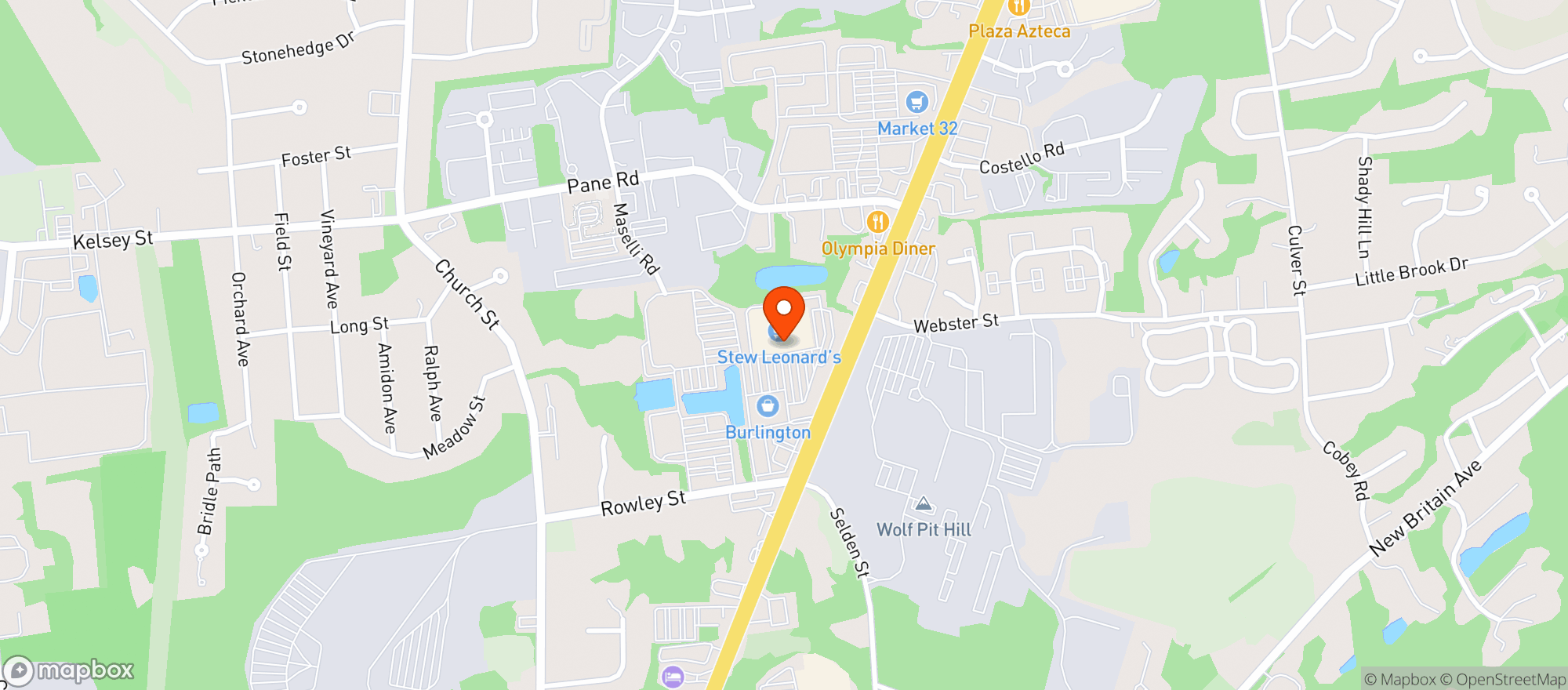 Map showing Stew's Wine & Spirits/Newingto