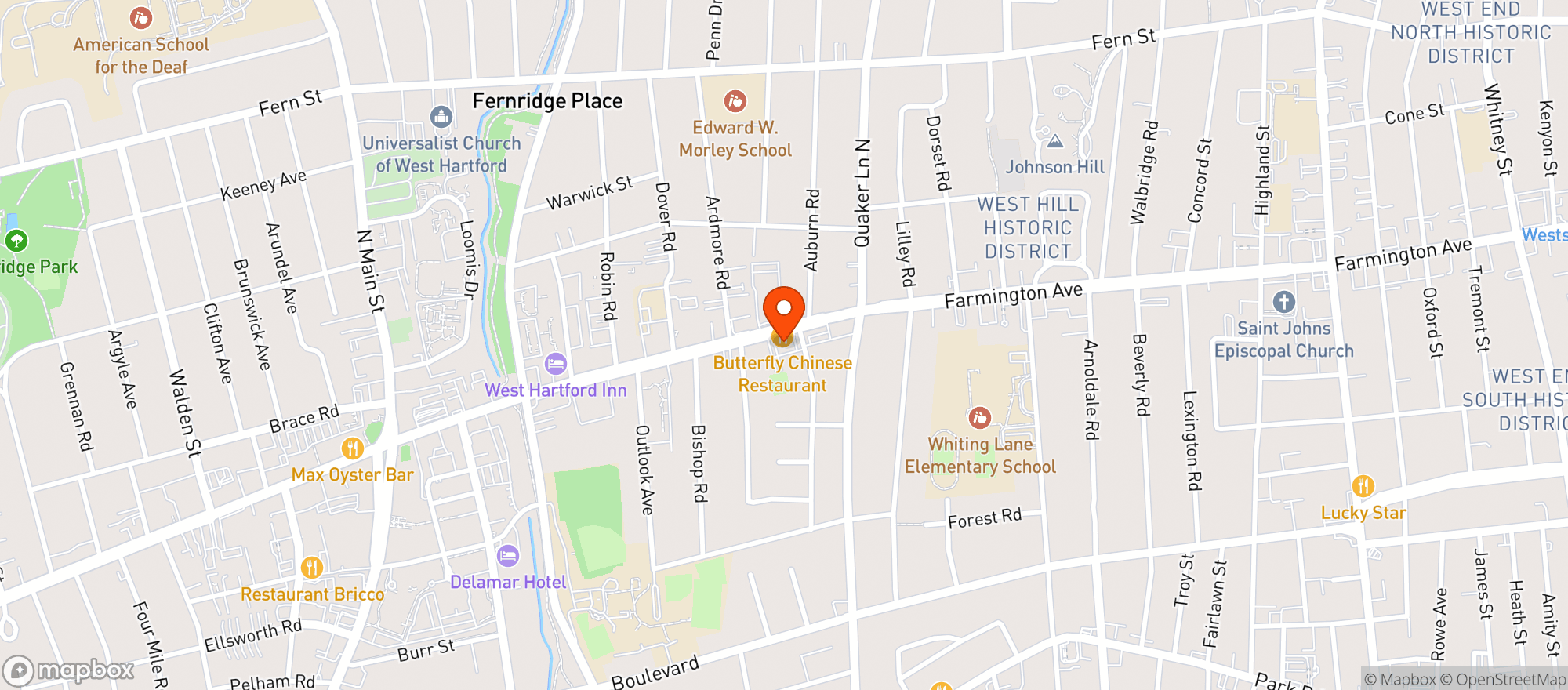 Map showing Butterfly Restaurant