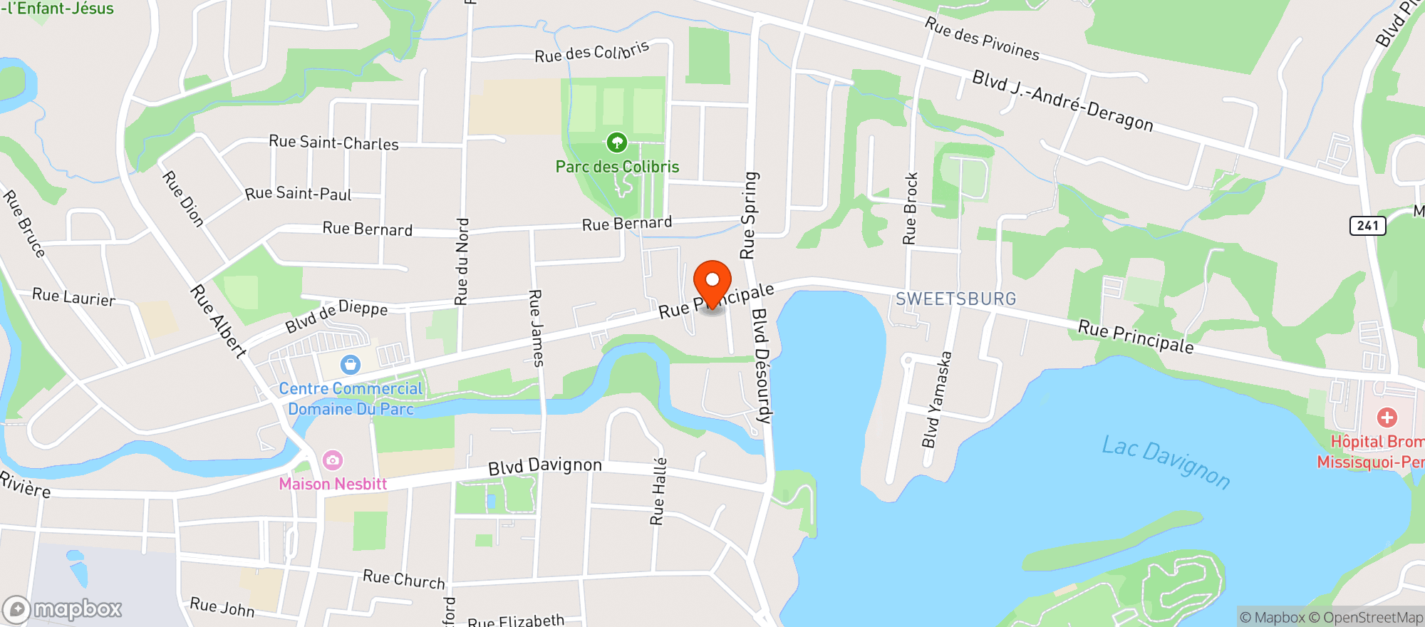 Map showing Crevier & Dépanneur Davignon