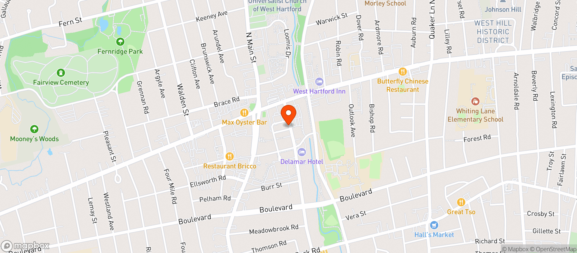 Map showing Leon Restaurant & Bar