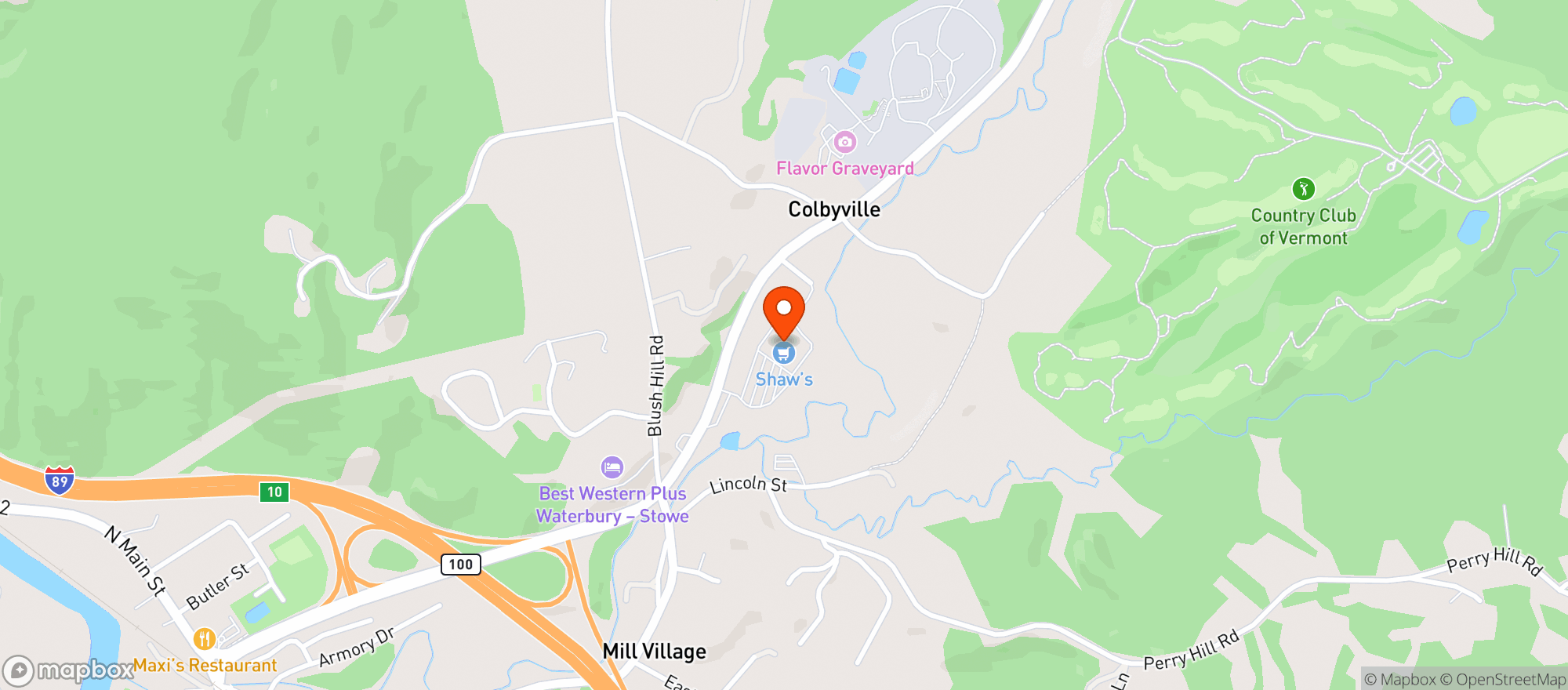 Map showing Shaws - 00649 - Waterbury Vt