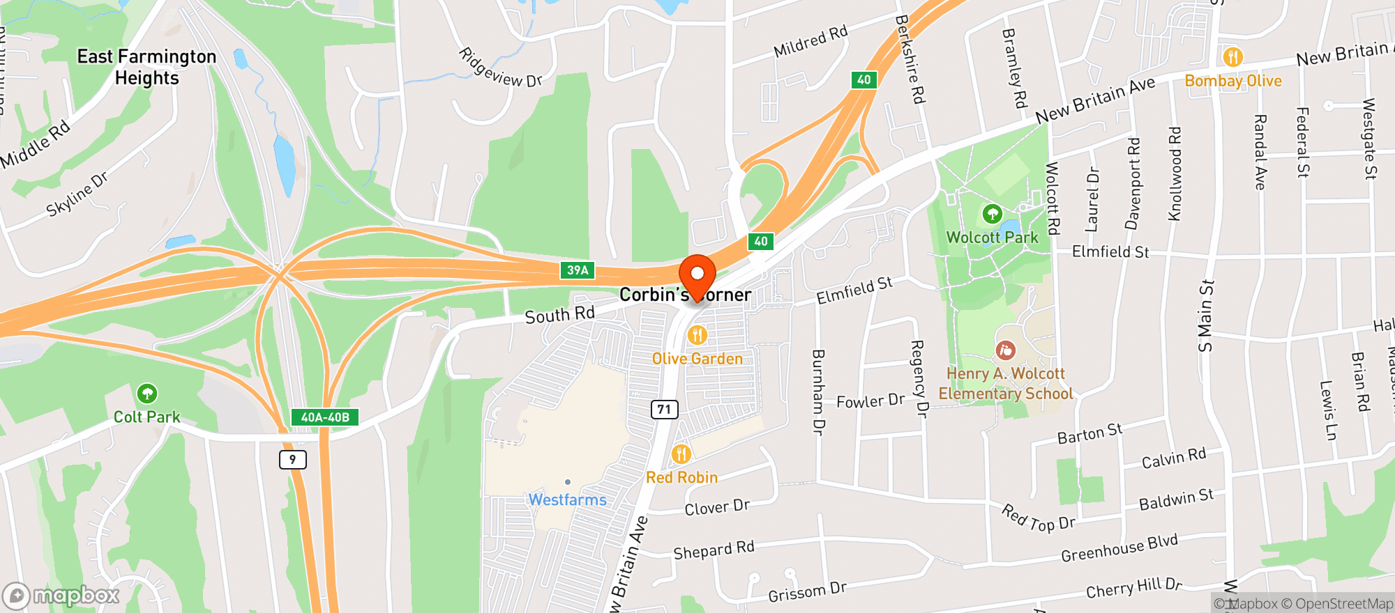 Map showing World Market West Hartford