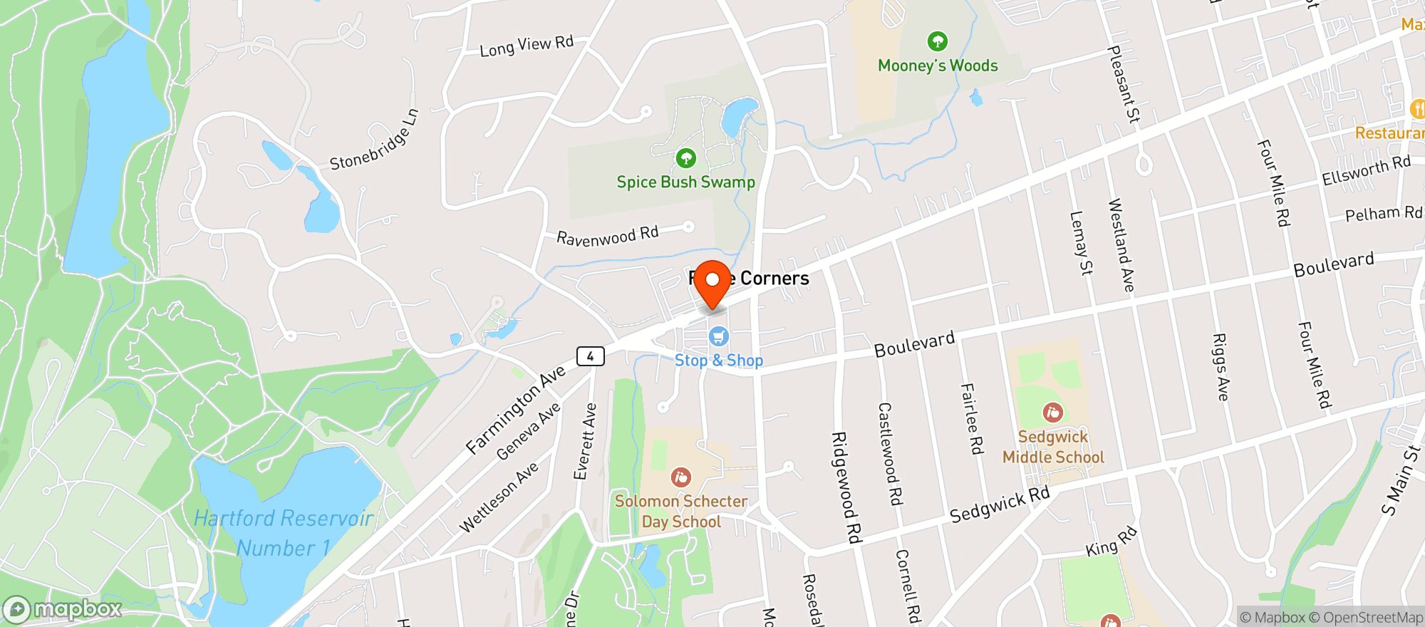 Map showing Stop & Shop - 0681 - West Hartford