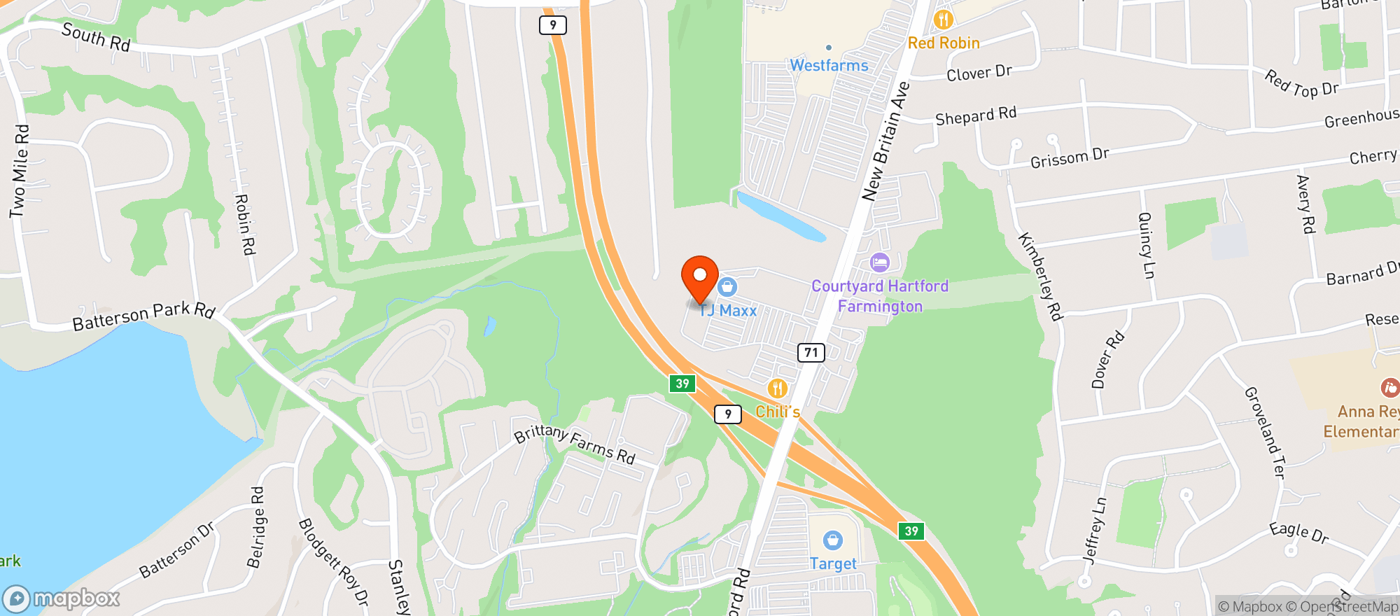 Map showing Vitamin Shoppe - West Hartford