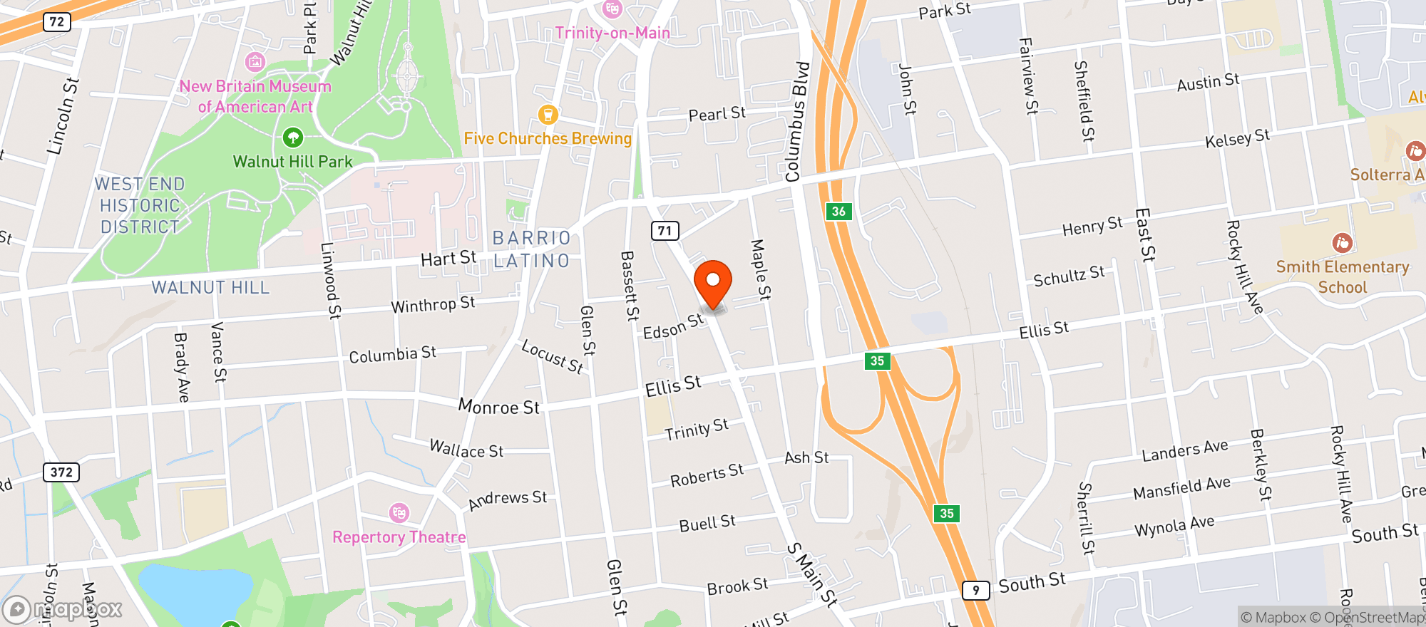 Map showing Industrial Bar & Cocktails