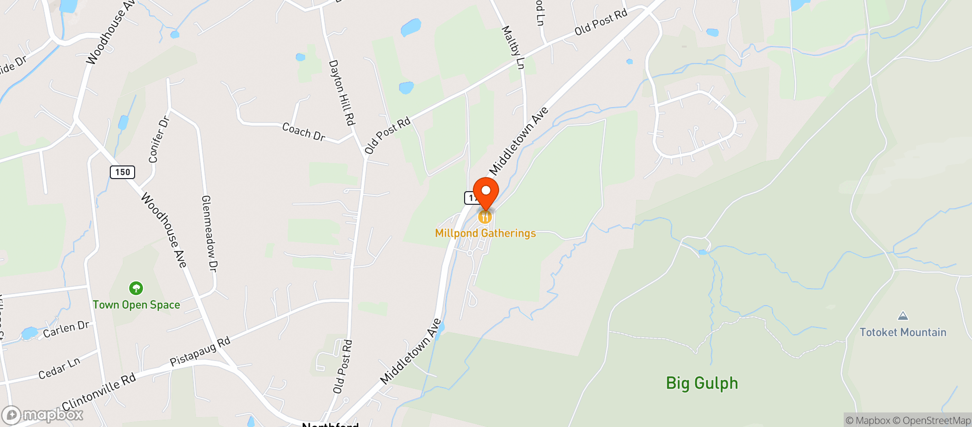 Map showing Millpond Tavern Gathering