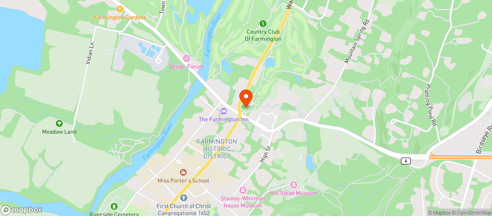 Map showing Country Club Of Farmingt0n