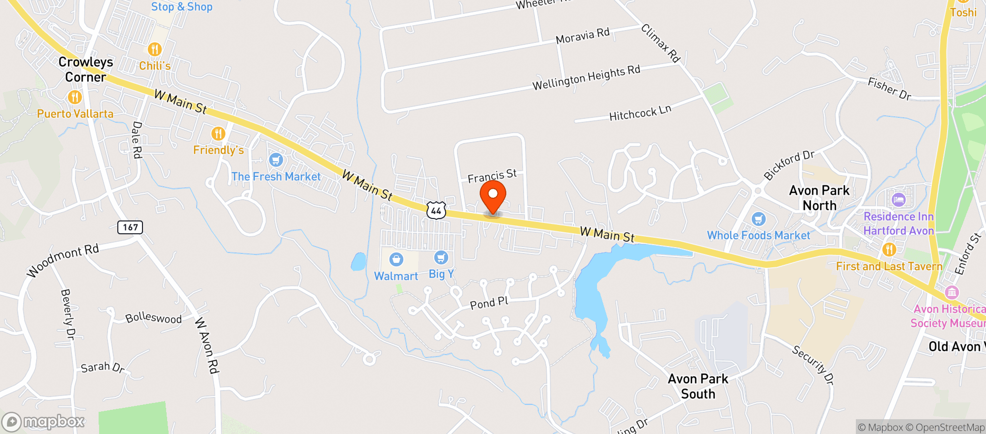 Map showing M & R Liquors