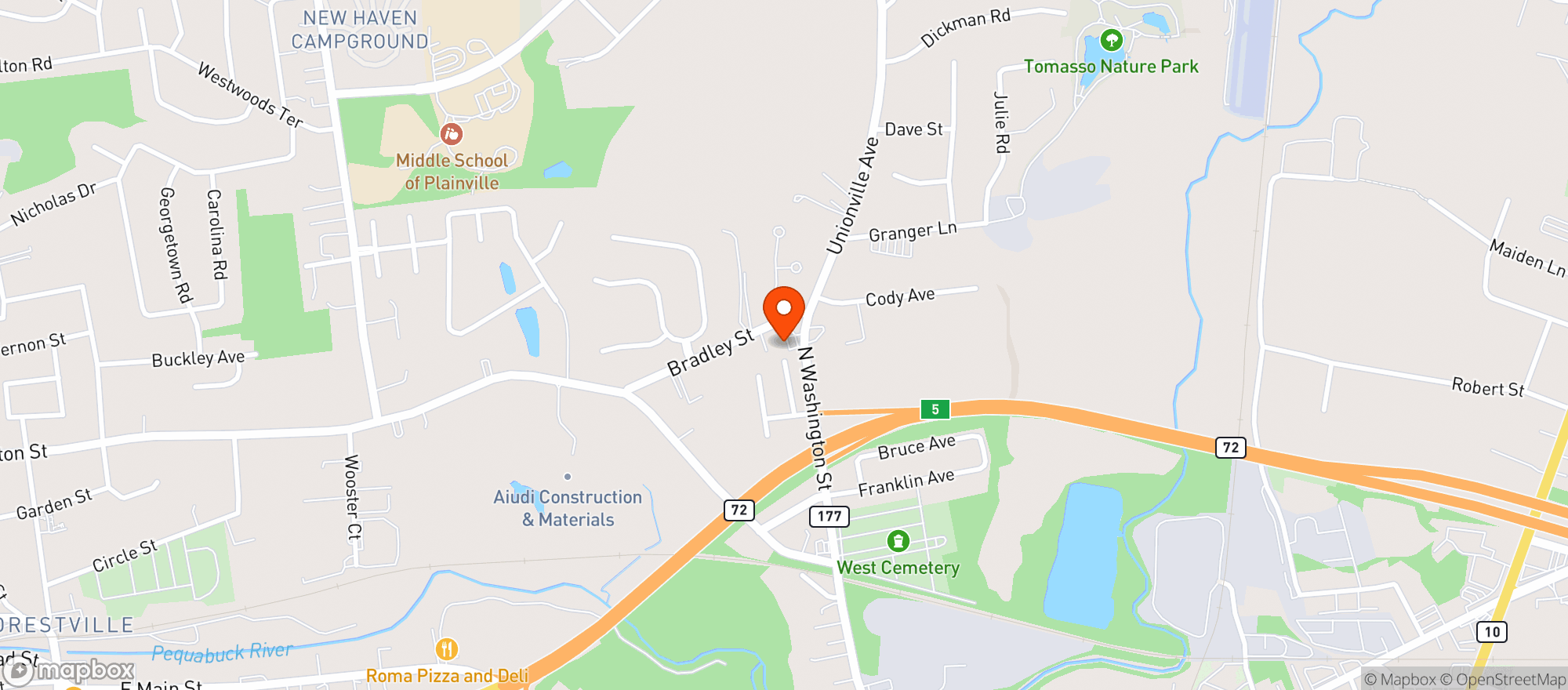 Map showing Discount Liquors (Plainville)