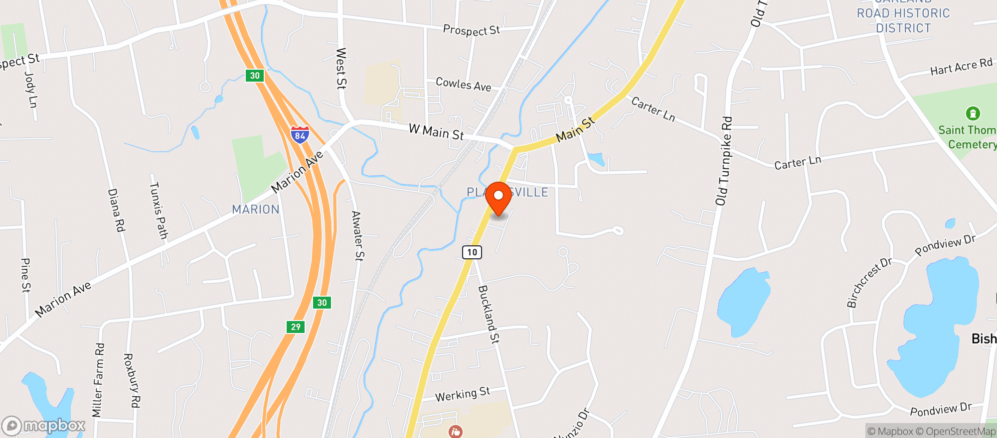 Map showing South Main Liquors & Wine/Plantsille