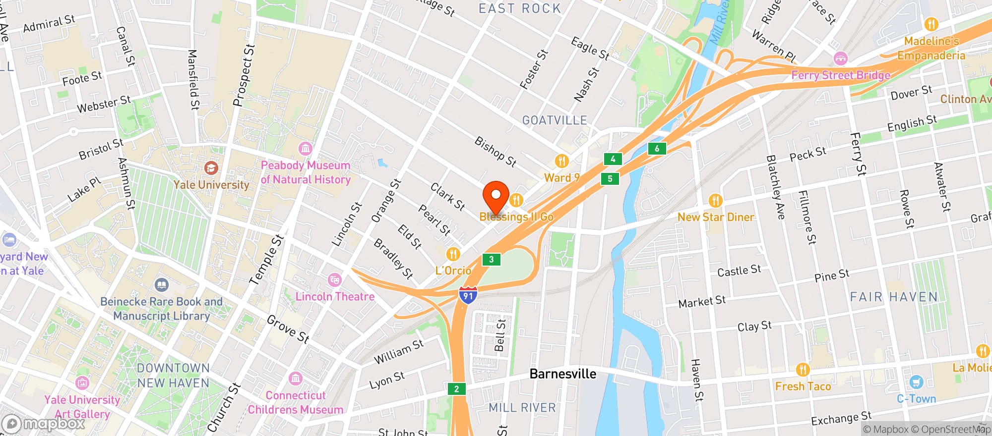 Map showing Modern Pizza Inc