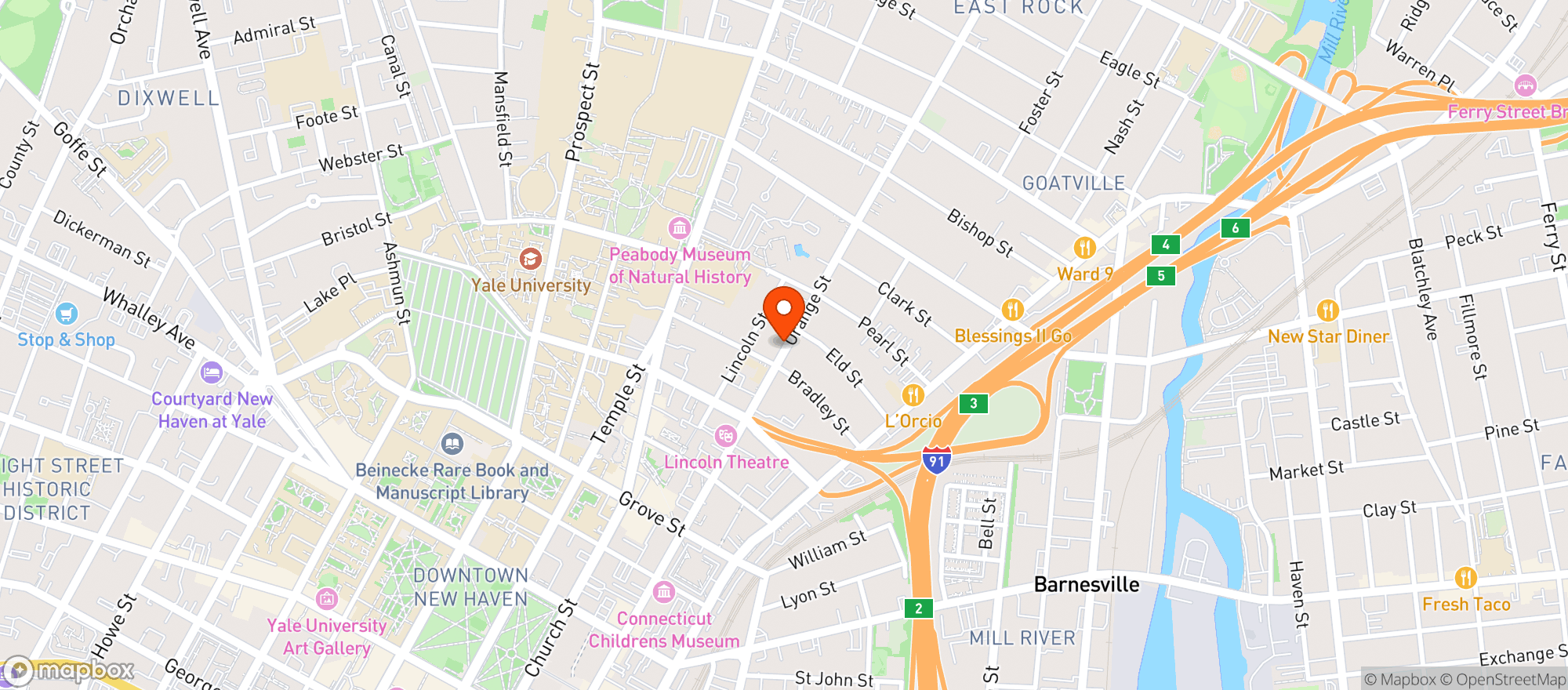 Map showing The New Bottle Shop