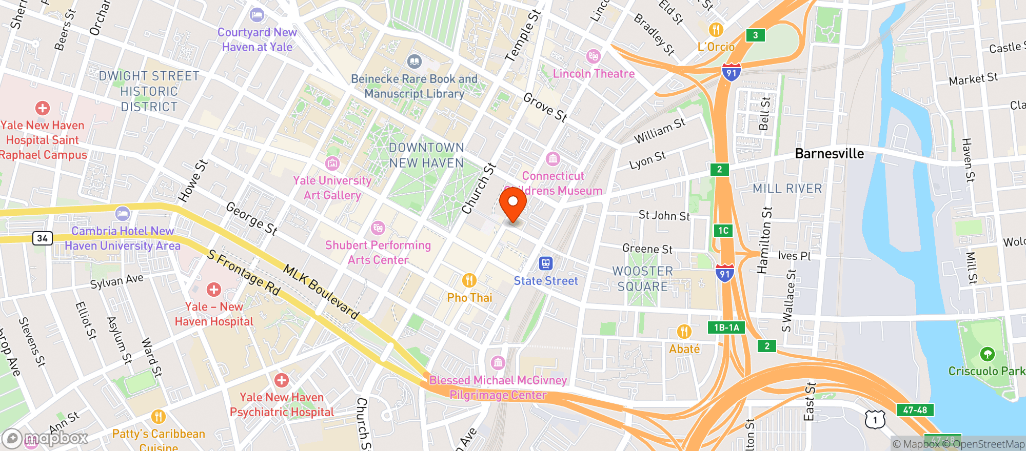 Map showing Blue Orchid Pan Asian Cuisine & Bar