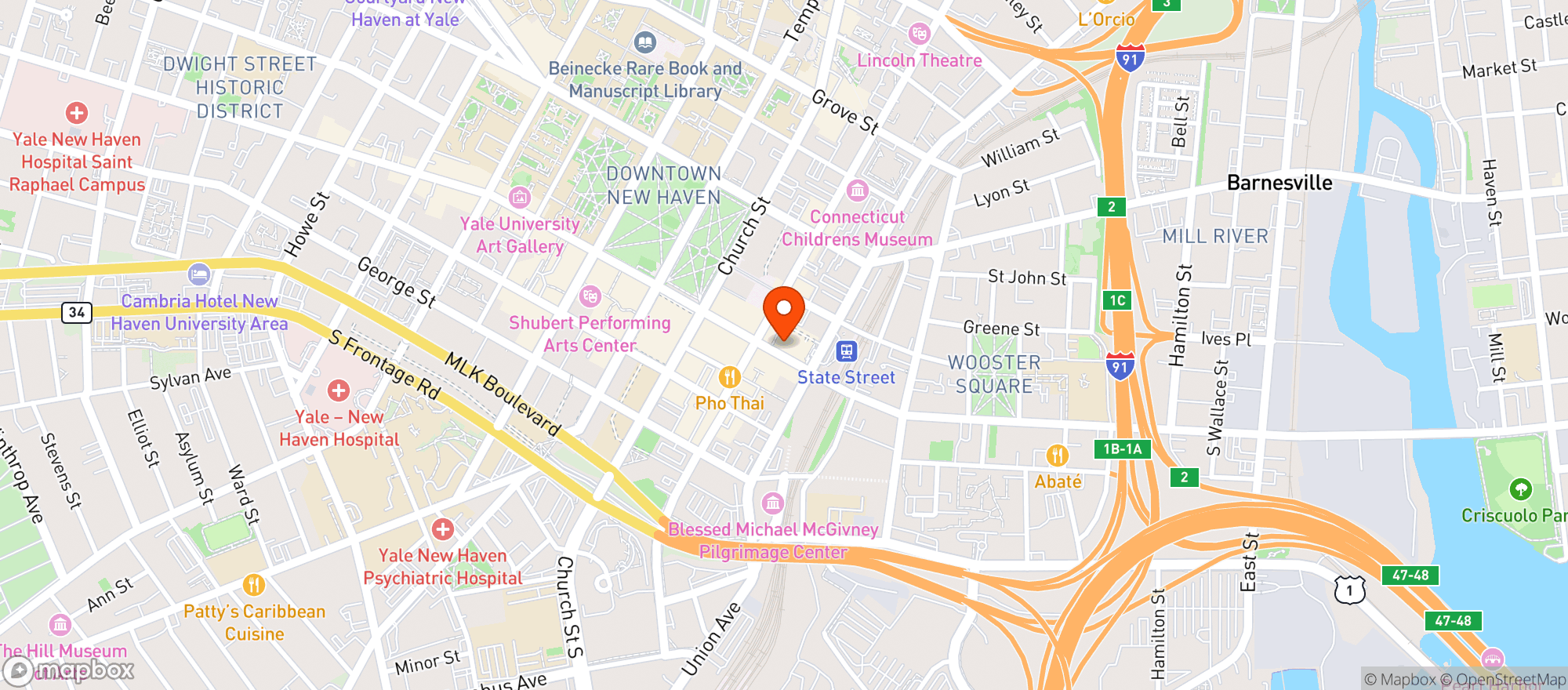 Map showing Elm City Market