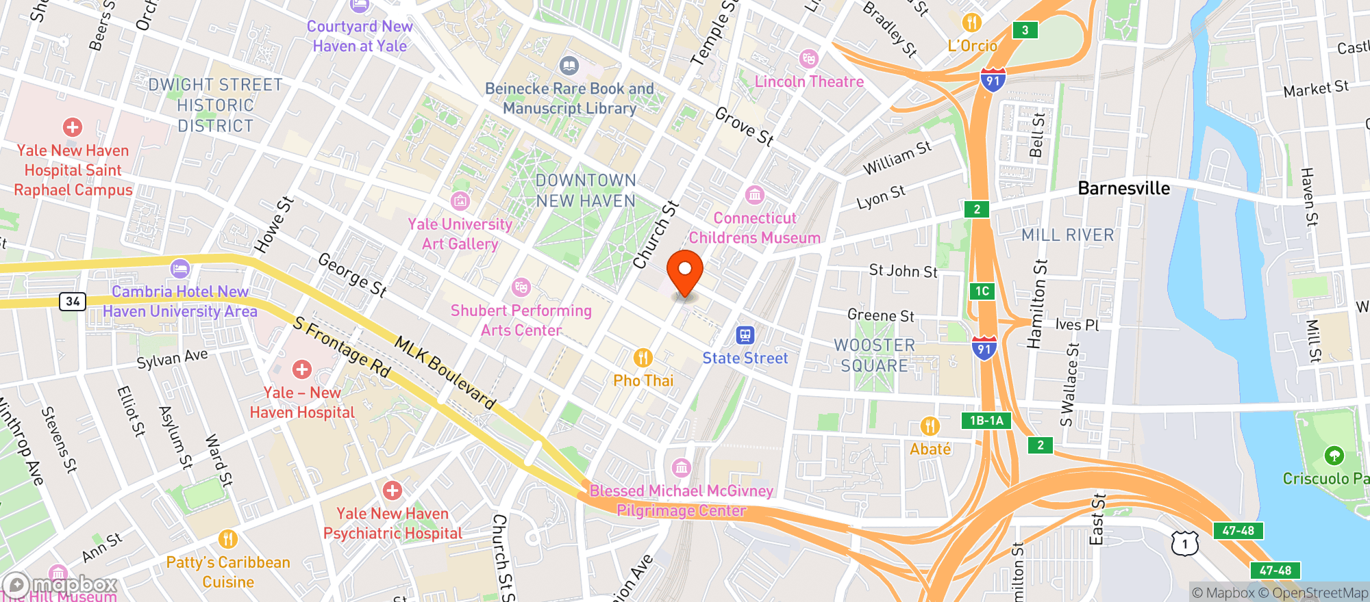 Map showing Trinity Bar & Restaurant