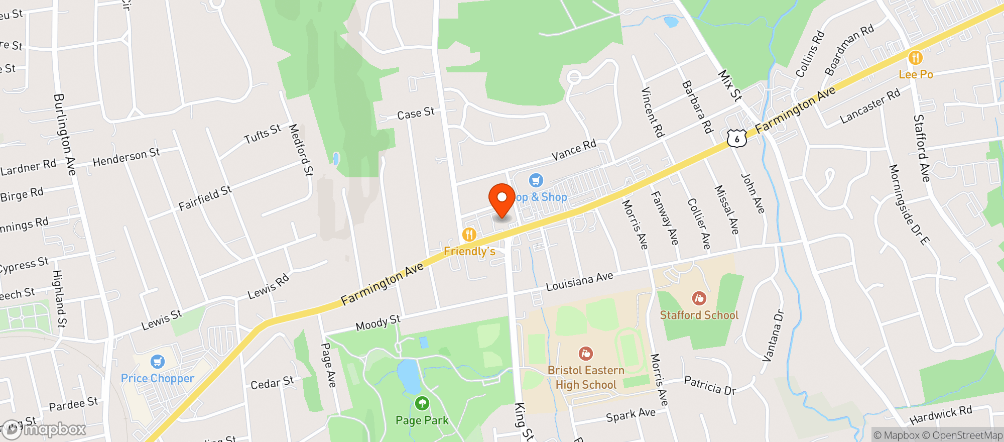 Map showing Nick's Package Store