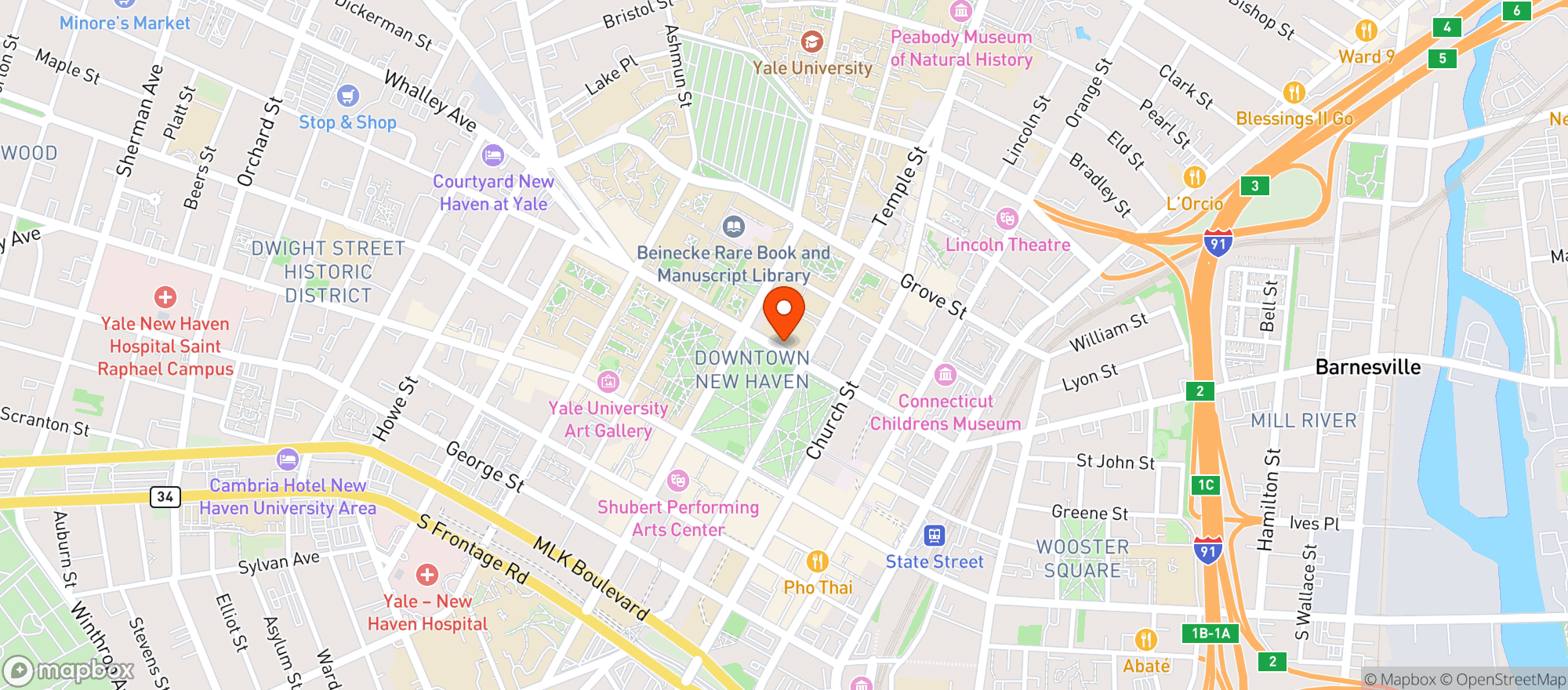 Map showing Graduate Club
