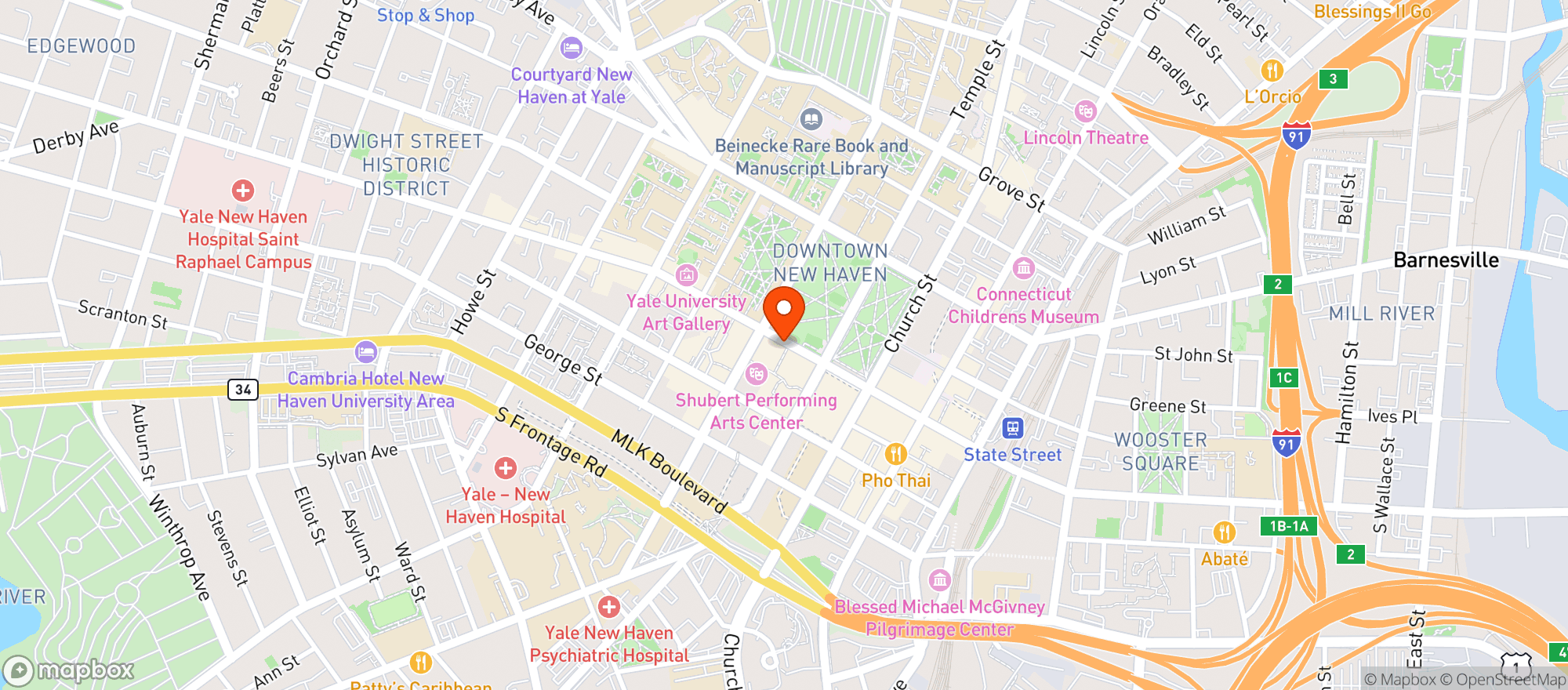 Map showing Zinc Restaurant