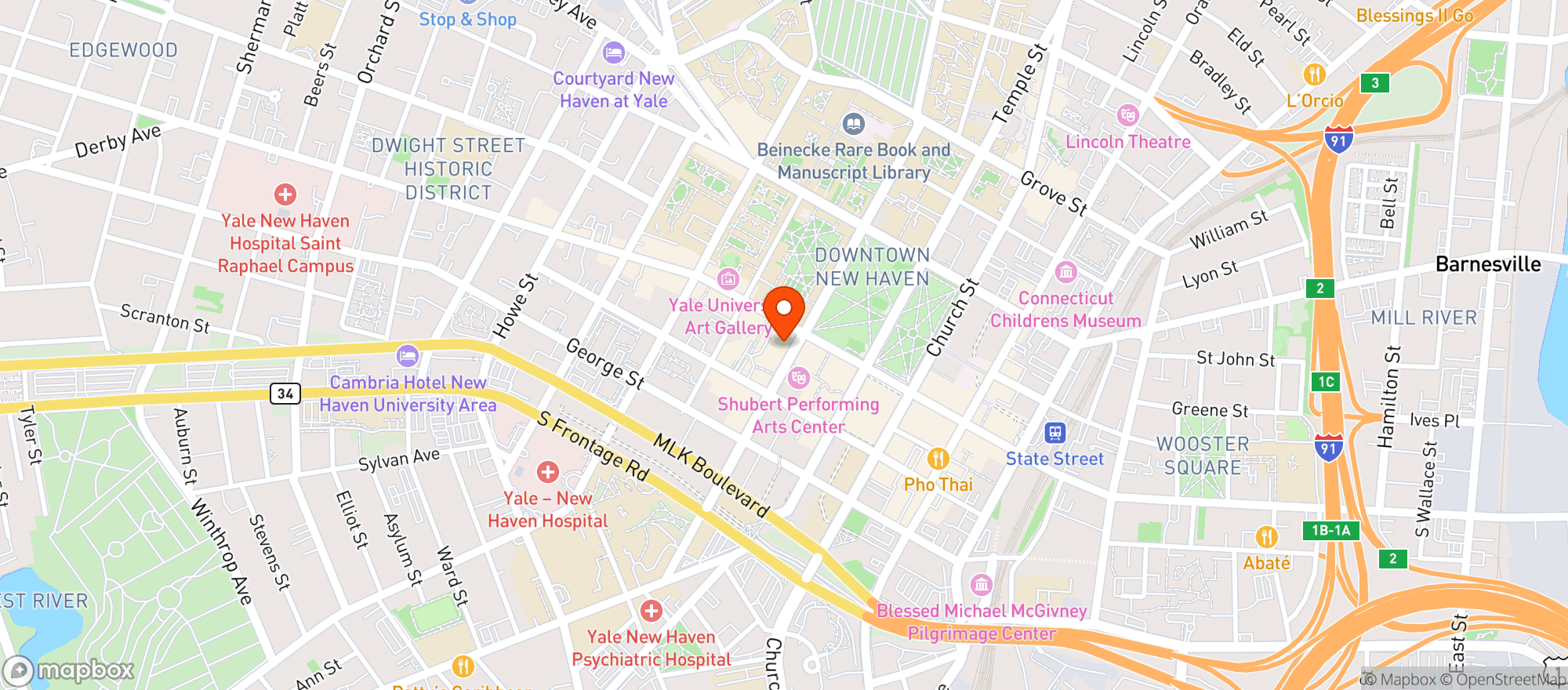 Map showing Elm City Social