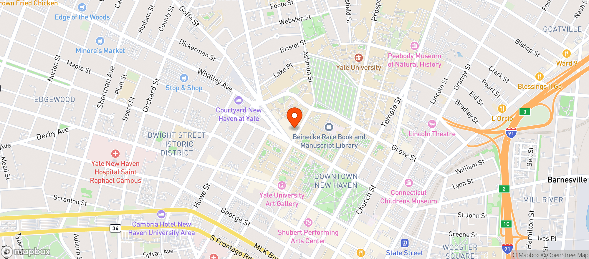 Map showing Yorkside Pizza