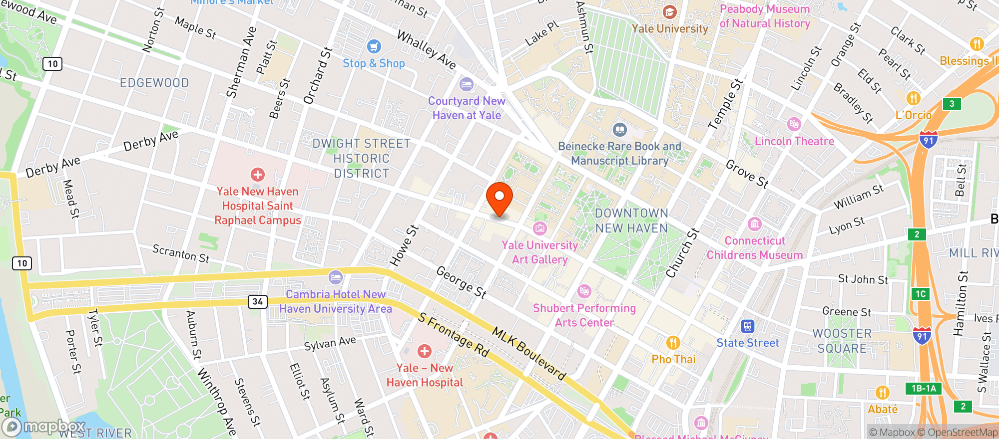 Map showing Graduate Hotel