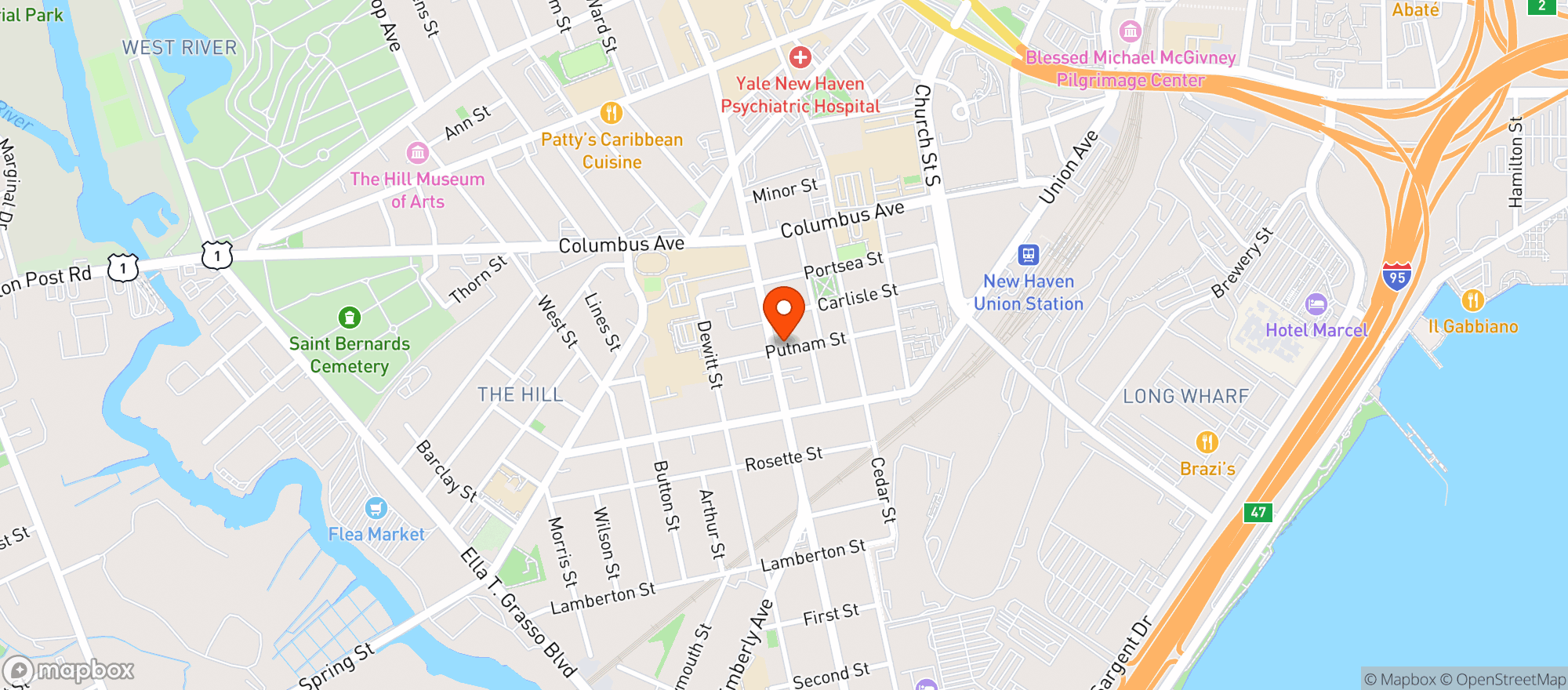 Map showing Kav S Package Store