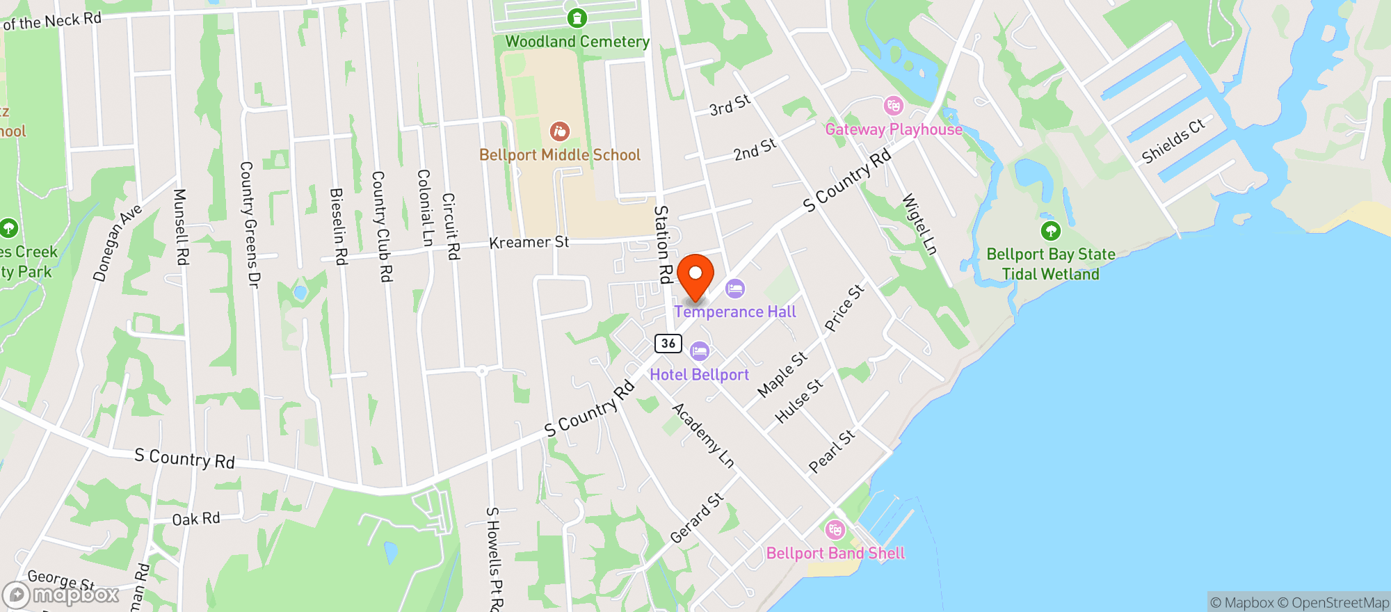 Map showing BELLPORT APOTHECARY