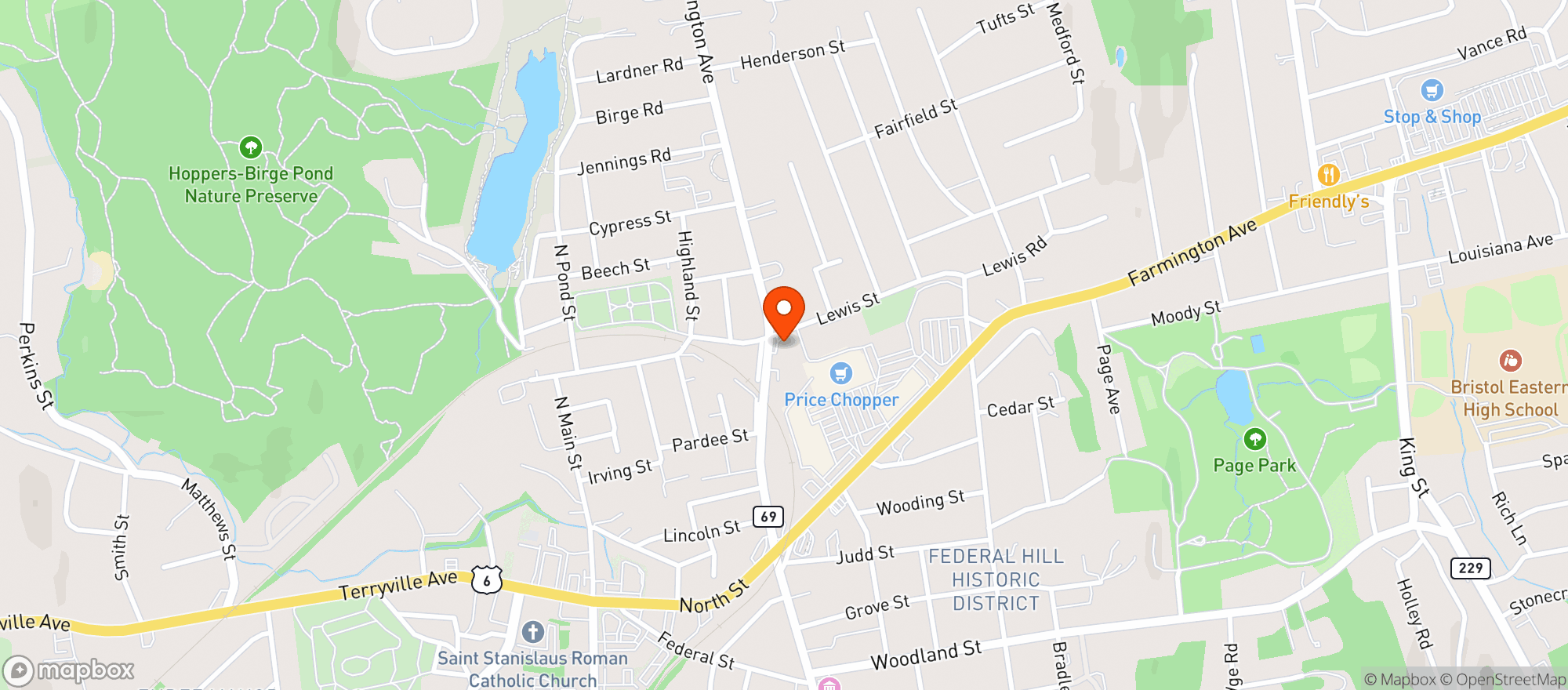 Map showing Burlington Ave Wine and Spirits