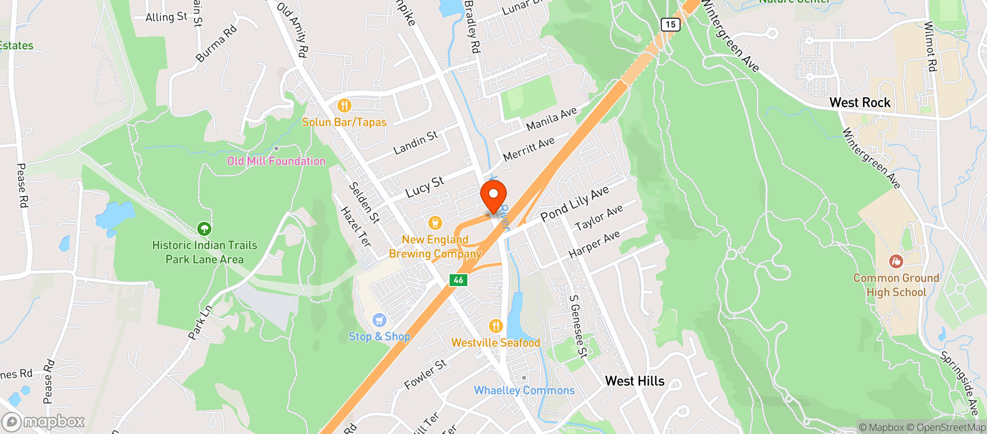 Map showing Westville Wine & Spirits