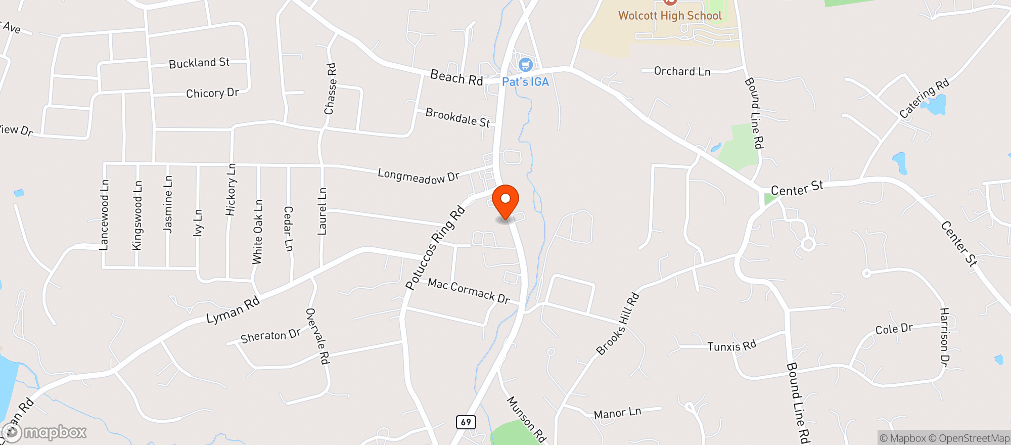 Map showing Wolcott Wine & Liquor