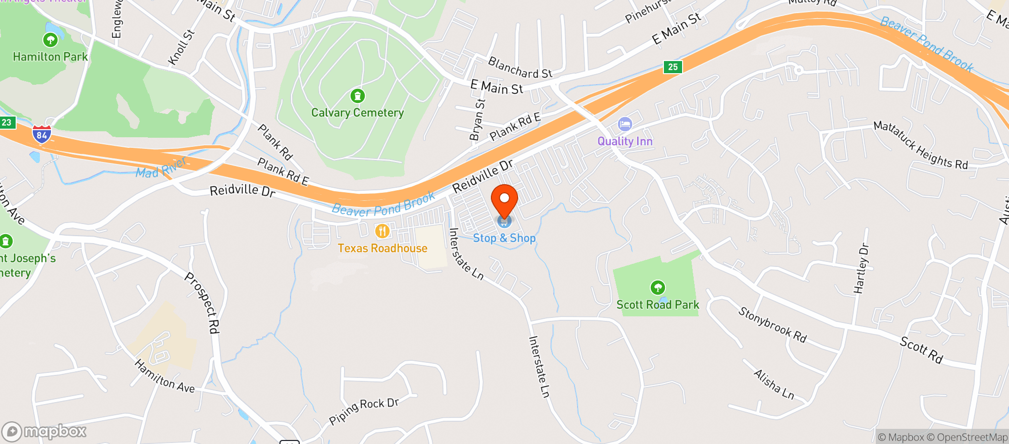 Map showing Stop & Shop - 0618 - Waterbury