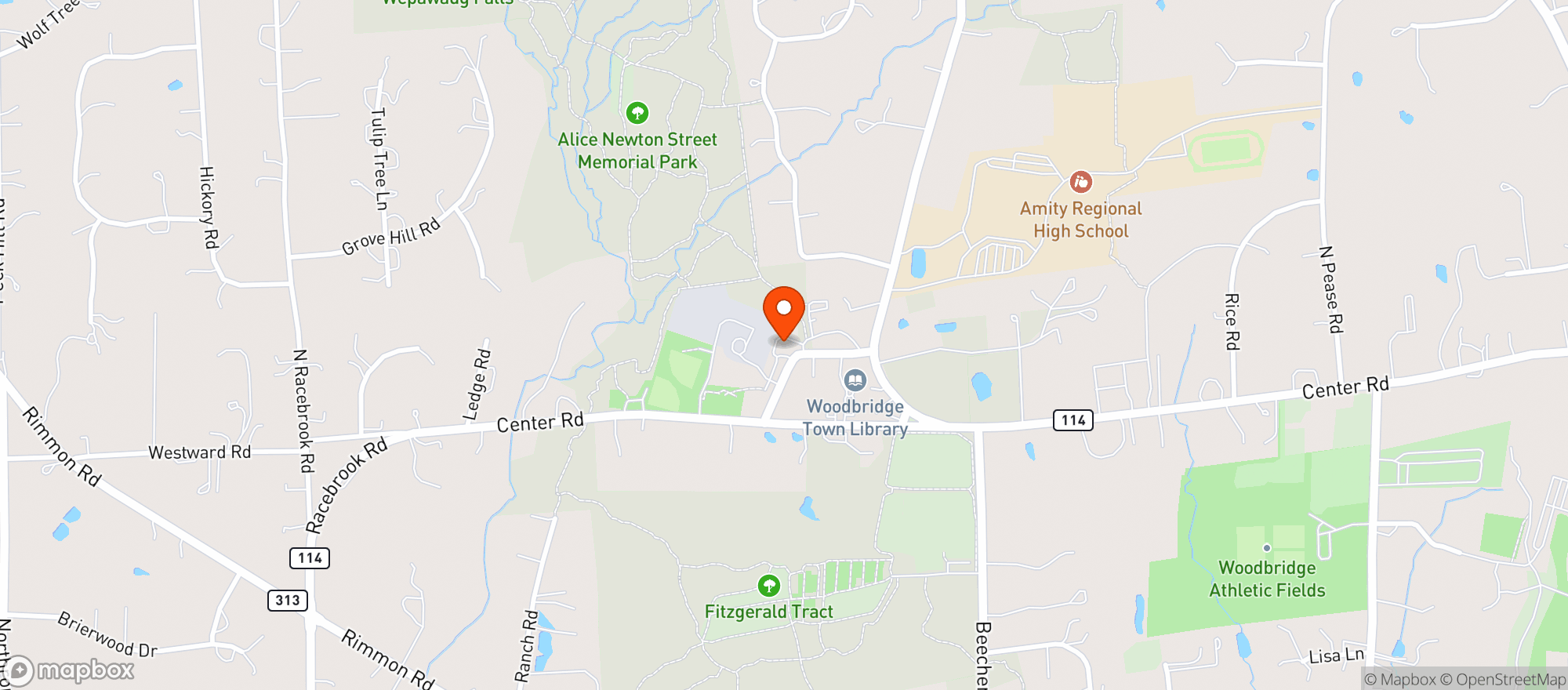 Map showing Woodbridge Town Hall