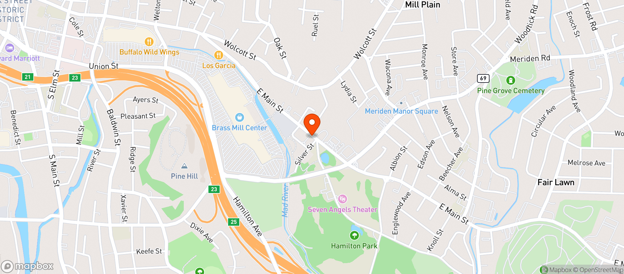 Map showing B&N Package Store