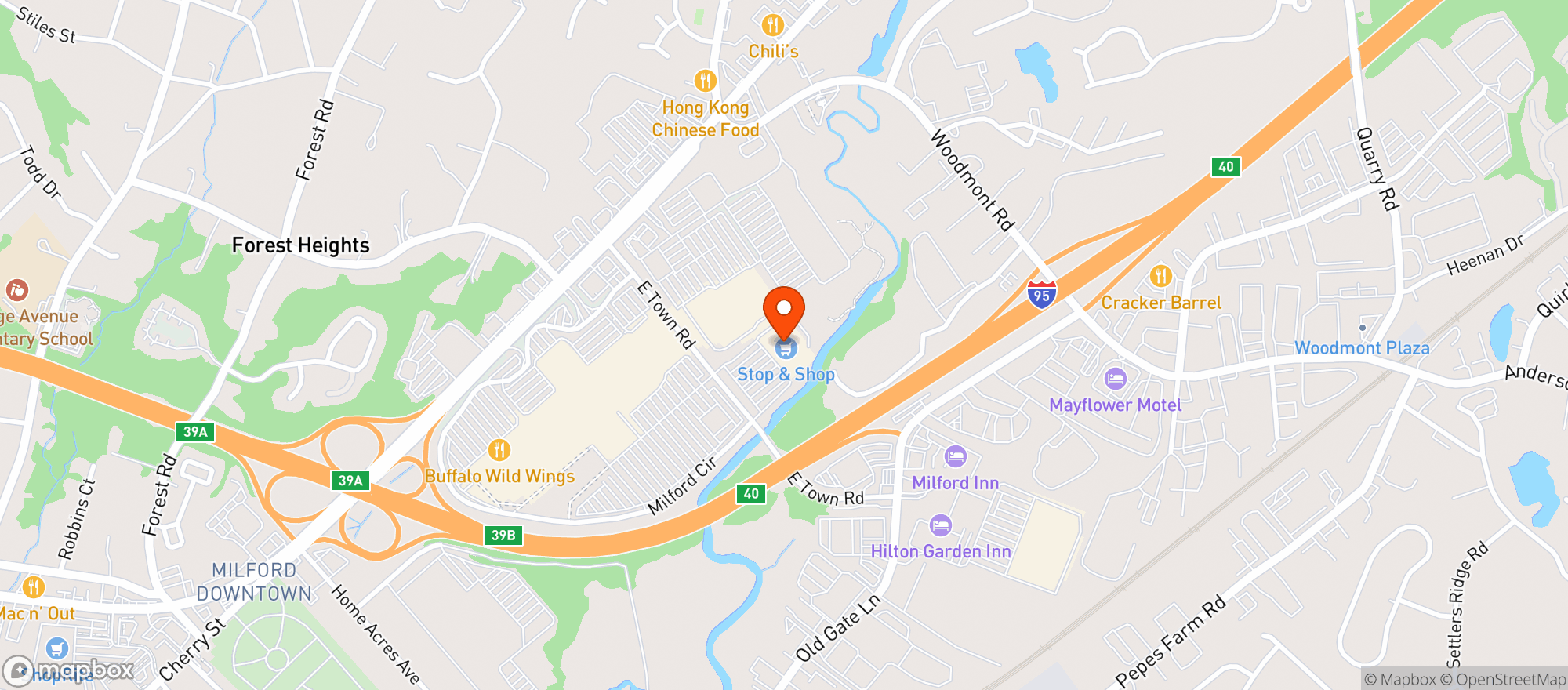 Map showing Stop & Shop - 0663 - Milford