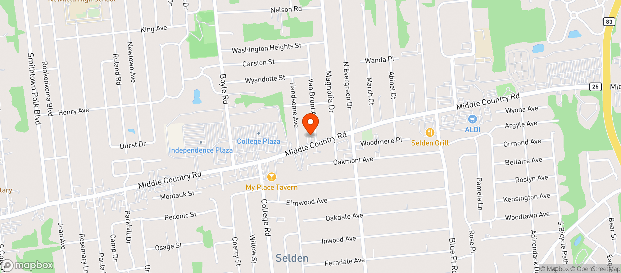 Map showing Selden Beverage