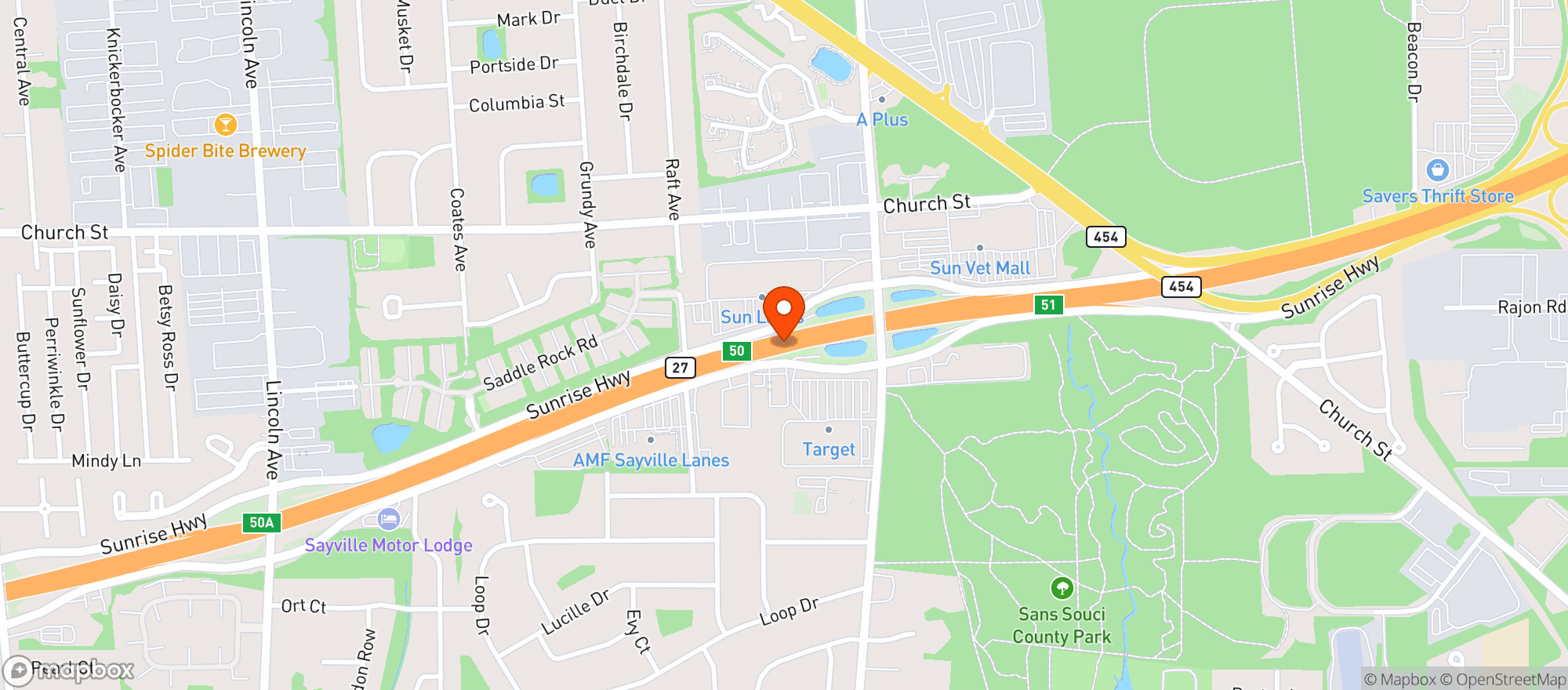 Map showing Target - Sayville