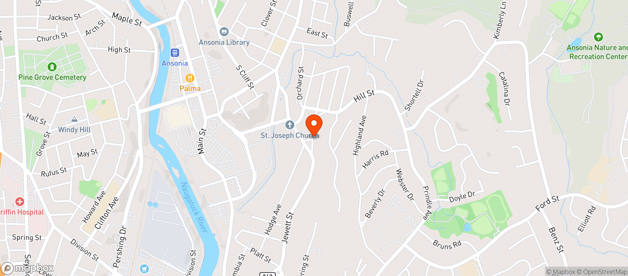 Map showing Hillside Cafe