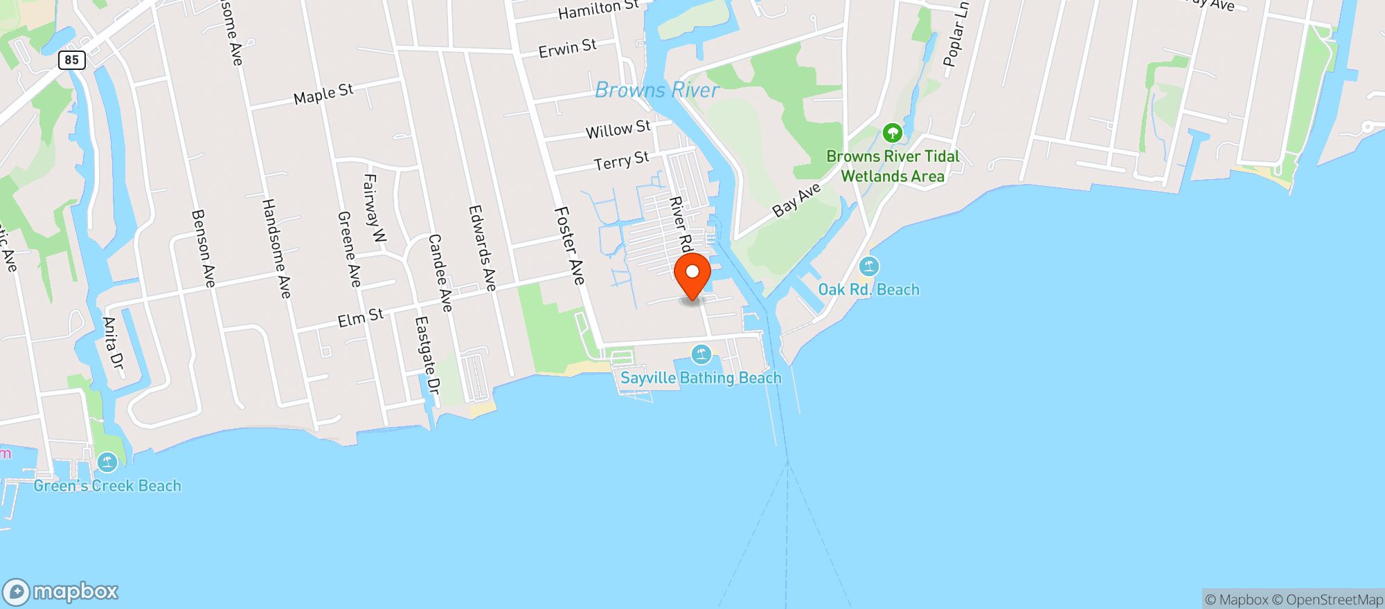 Map showing Fire Island Pines Canteen