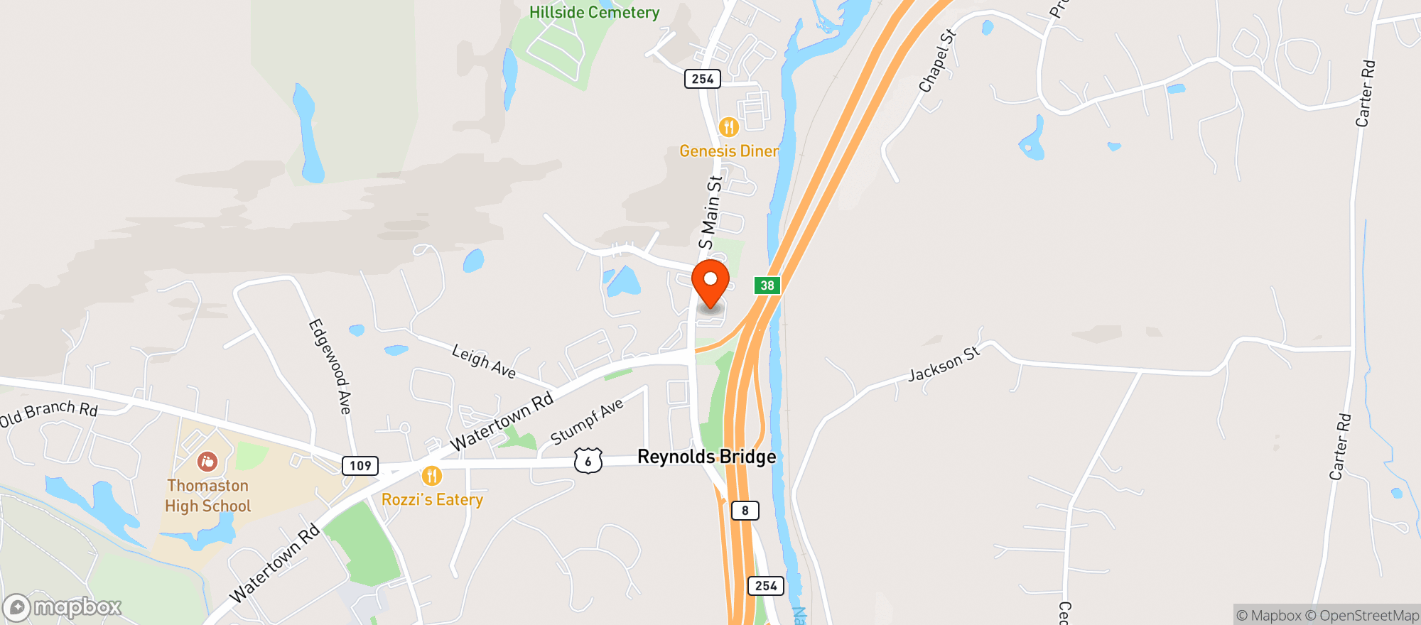 Map showing Black Rock Wine & Spirit Thomaston