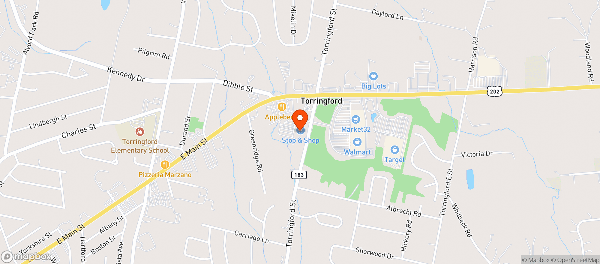 Map showing Stop & Shop - 2604 - Torrington