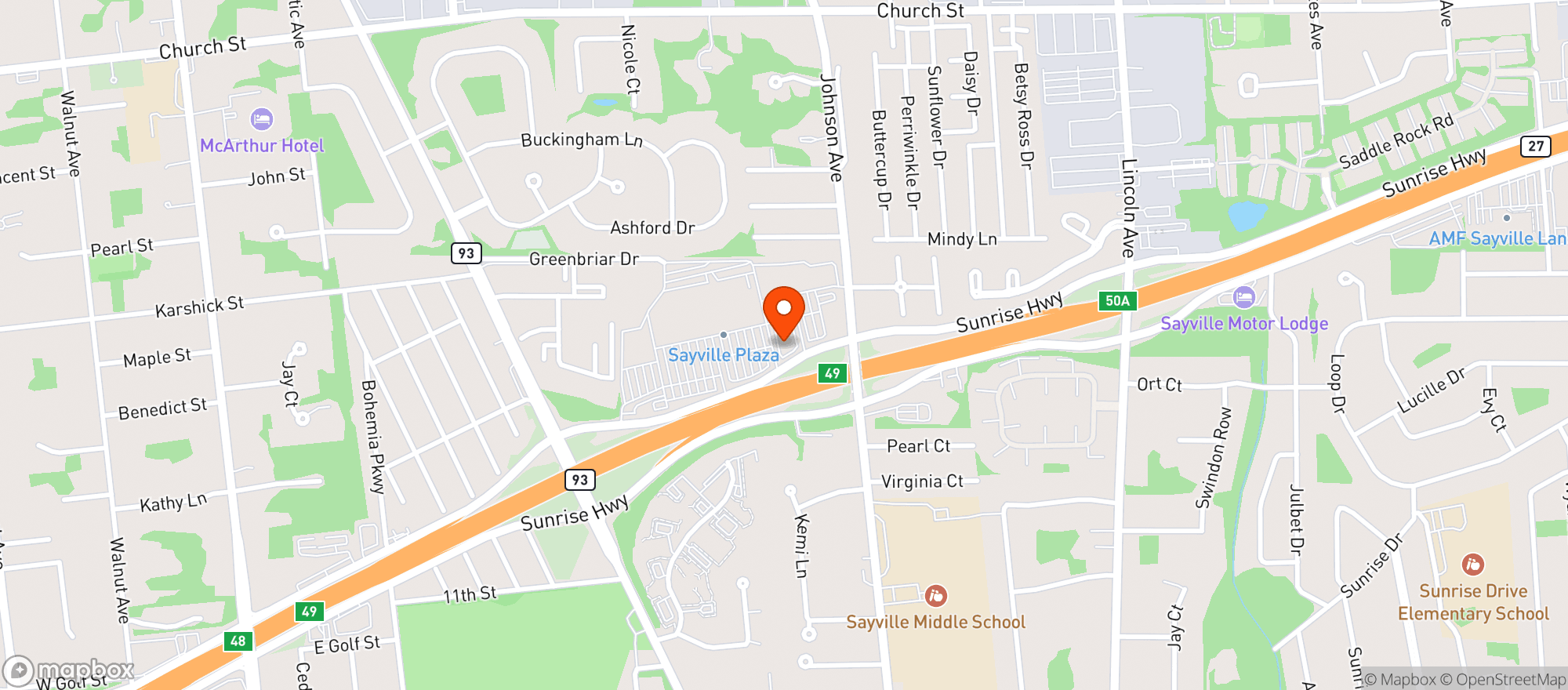 Map showing Vitamin Shoppe - Sayville