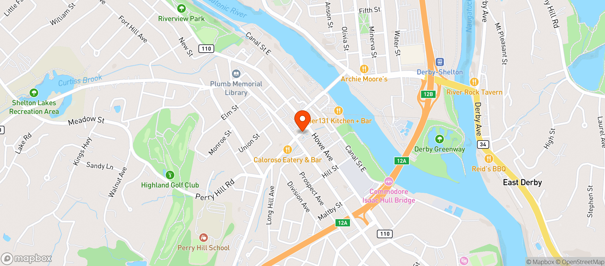 Map showing Porkys Cafe