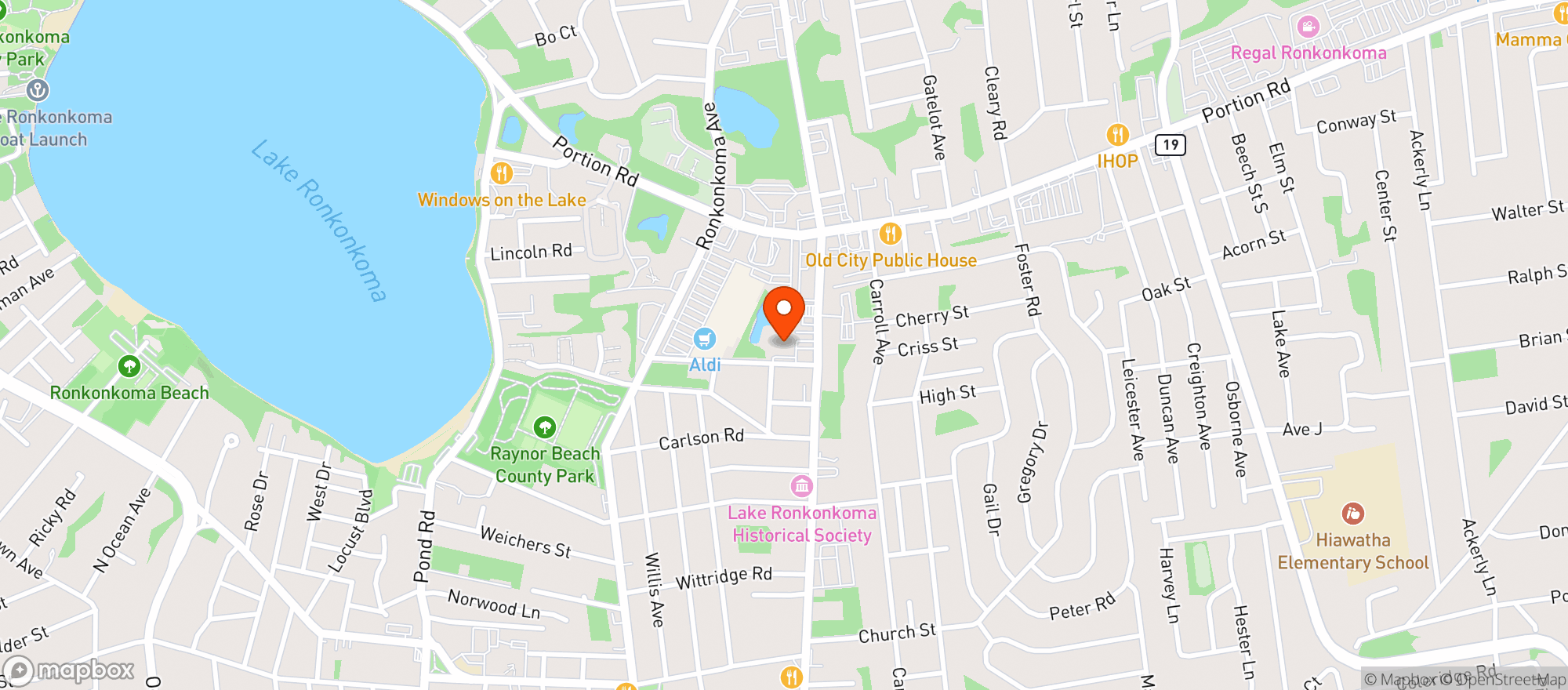 Map showing Lake Ronkonkoma Beverage