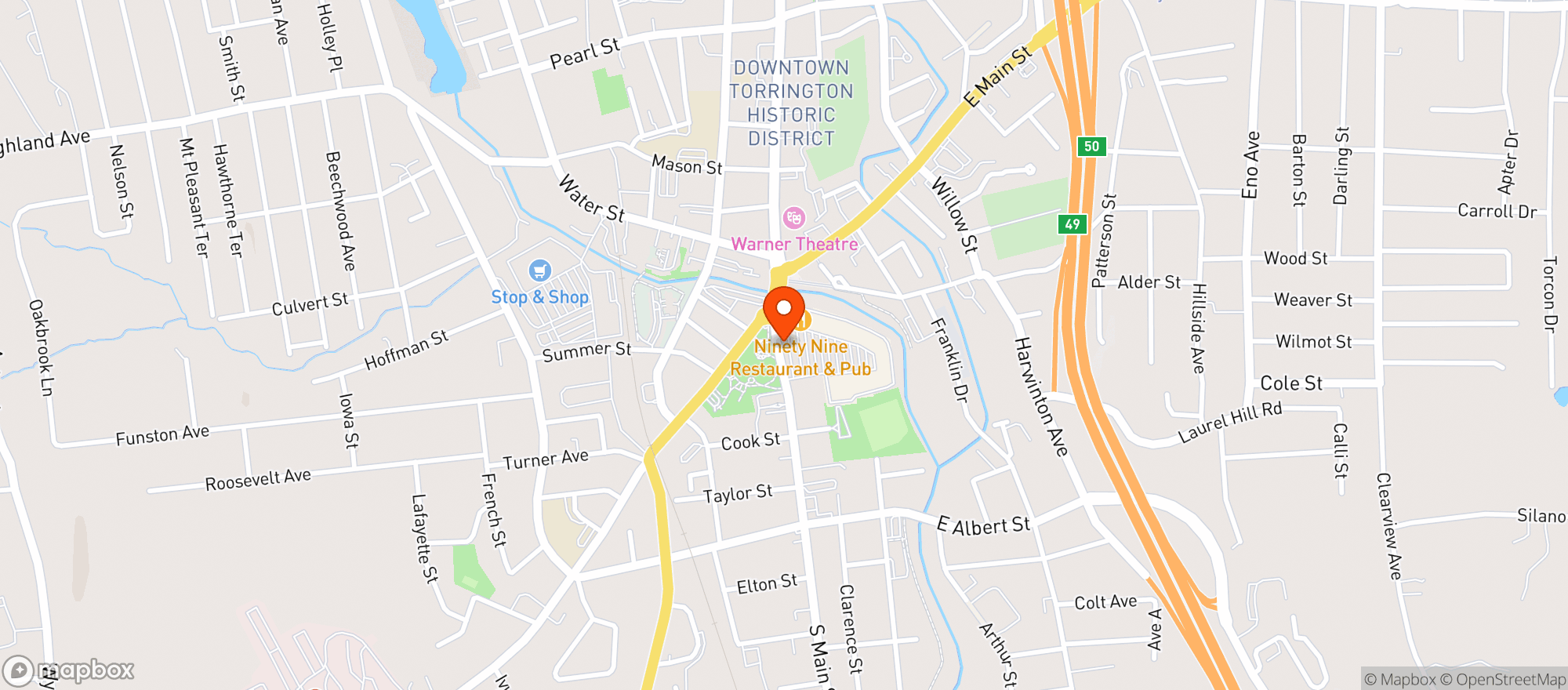 Map showing BOTTLE STOP WINE & SPIRITS